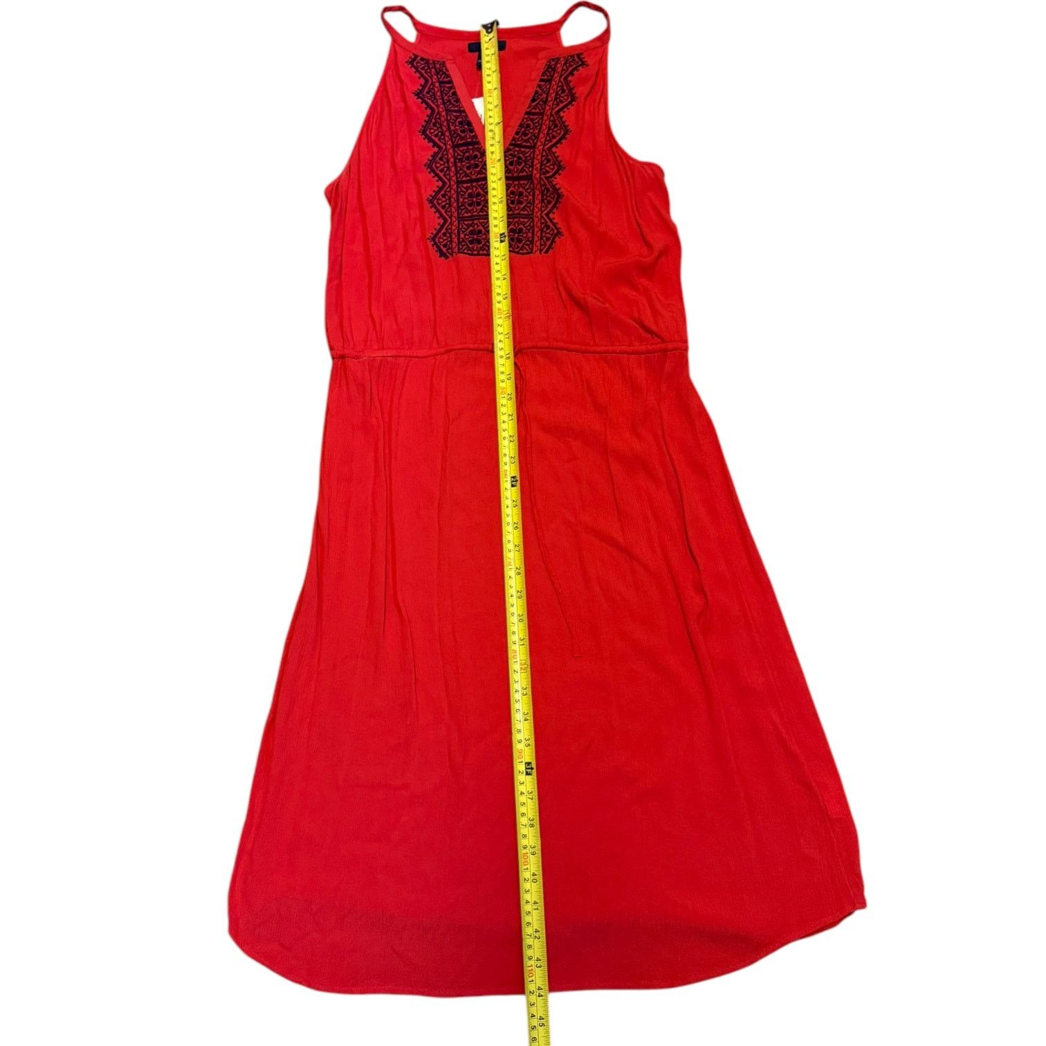 Gap Gap Red V Neck Split Embroidered Red Blue Sundress Large Size L / US 10 / IT 46 - 4 Thumbnail