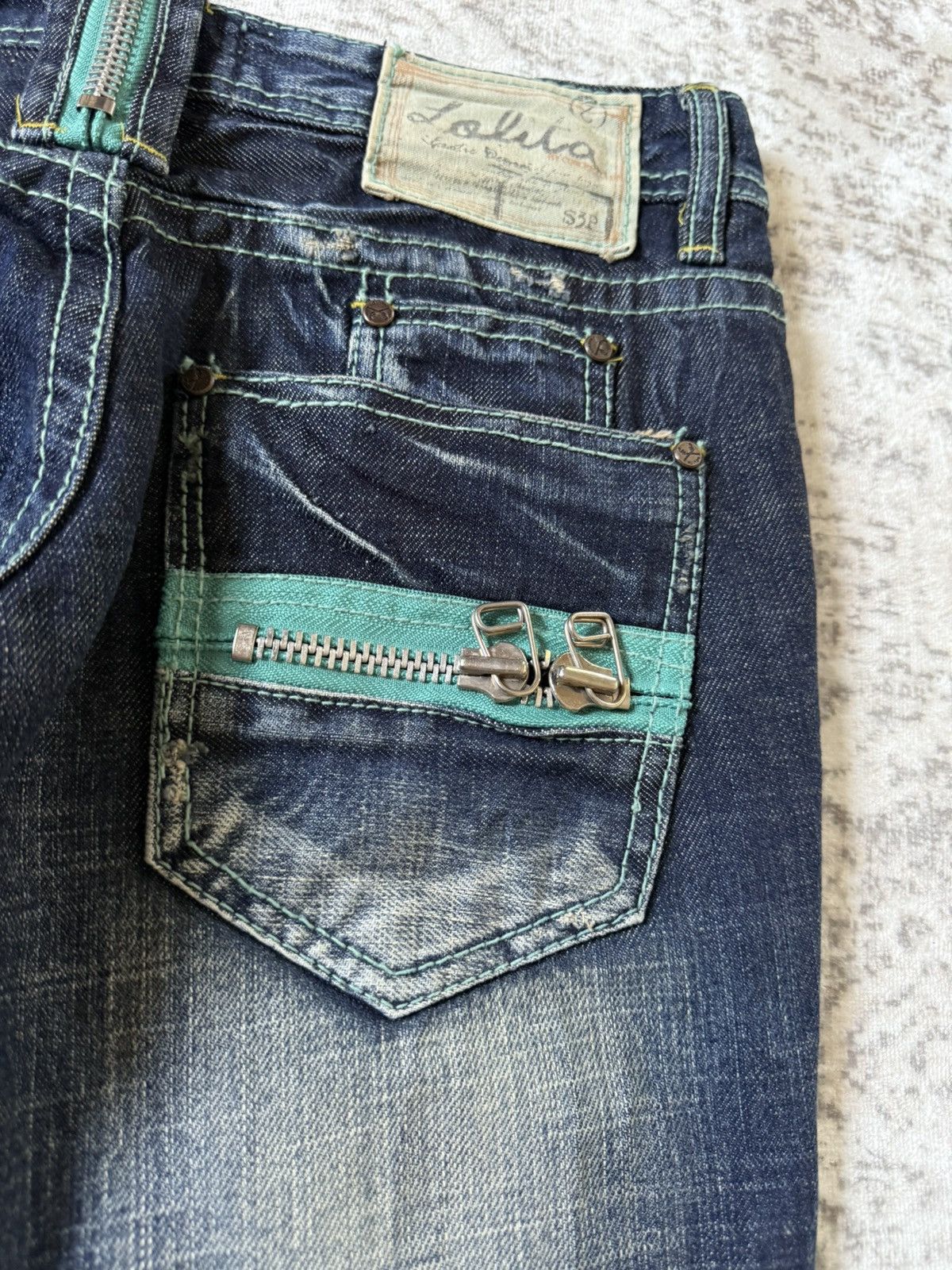Fad Three × Japanese Brand × Le Grande Bleu (L.G.B.) Yoshitomo Lolita Muddy Wash Wrinkle Texture Flared Jeans Size US 28 / EU 44 - 20 Thumbnail
