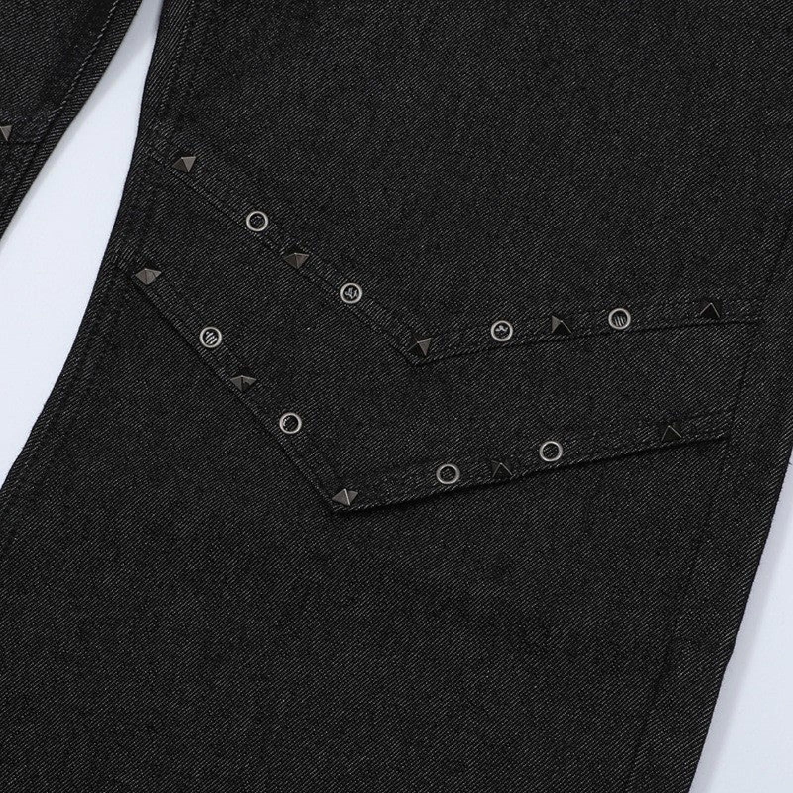 Vintage Stud-Detail Patchwork Wide-Leg Tapered Pants Size US 30 / EU 46 - 4 Thumbnail