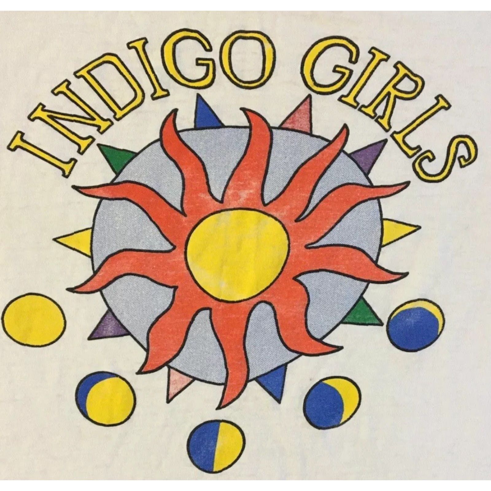 Folk VINTAGE 90s Indigo Girls Faded Distress Shirt S Tour Folk Rock Band Concert Grunge S White Cotton Short Sleeve Men Graphic Tee Size US S / EU 44-46 / 1 - 3 Thumbnail