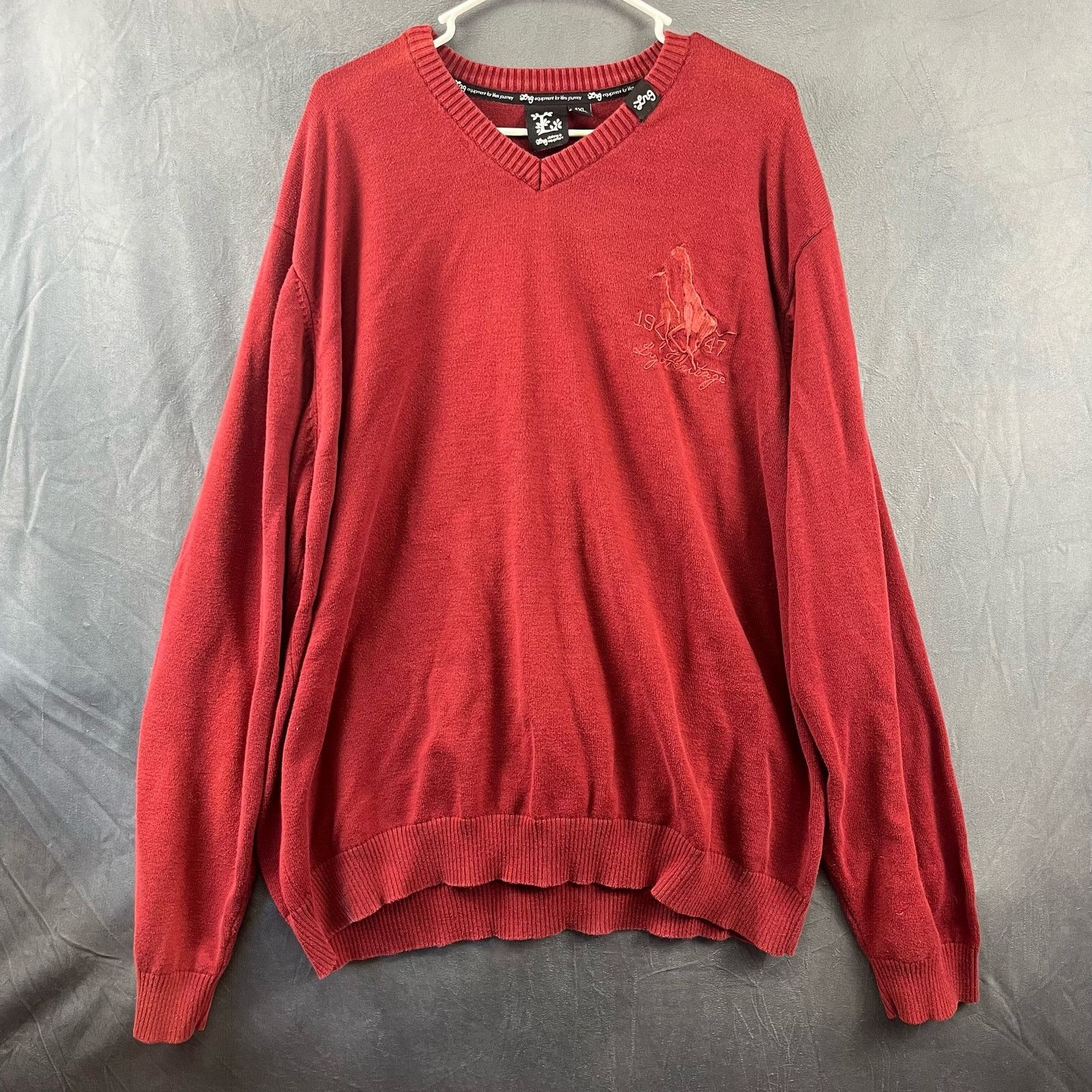 LRG Mens 4XL Vintage LRG Slow & Low Sweater Maroon Embroidered Size US XXL / EU 58 / 5 - 1 Thumbnail