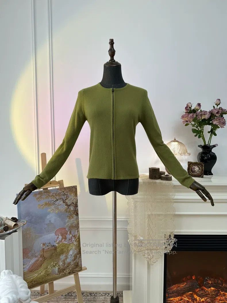 Hermes Hermes Green Cashmere Zip Knit Top, Women's Size XS / US 0-2 / IT 36-38 - 4 Thumbnail