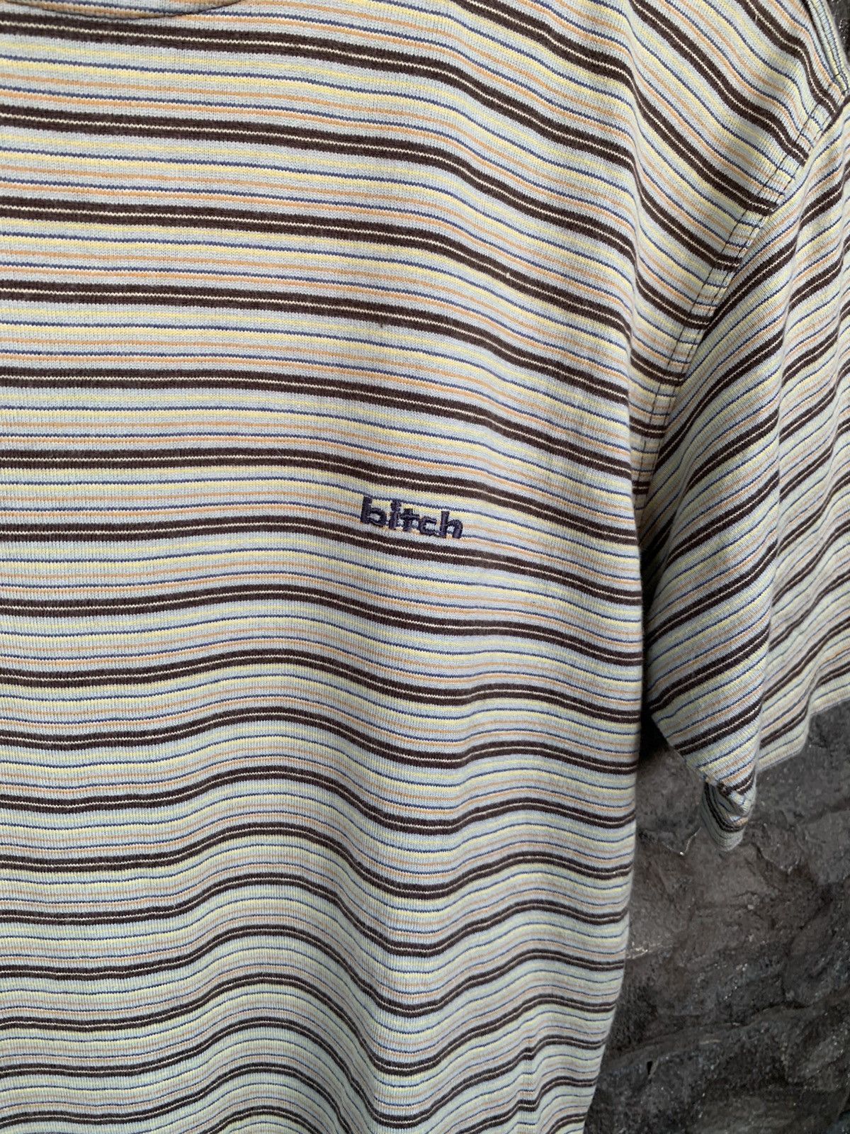Vintage Vintage 90s Bitch Skateboards Striped T shirt Size US S / EU 44-46 / 1 - 2 Thumbnail