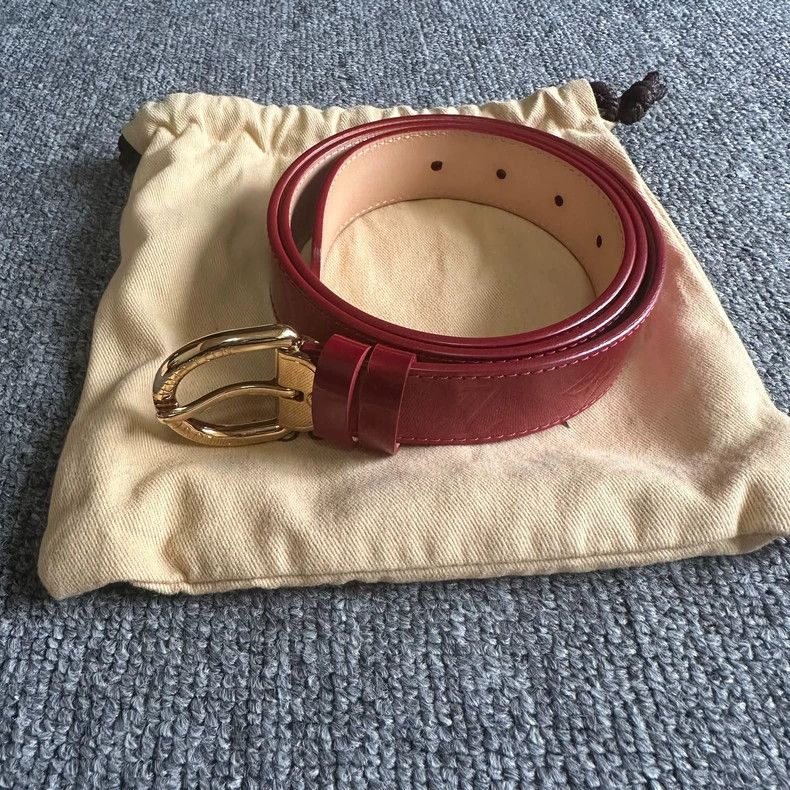 Louis Vuitton Louis Vuitton Patent leather red logo ladies belt belt Size ONE SIZE - 2 Thumbnail