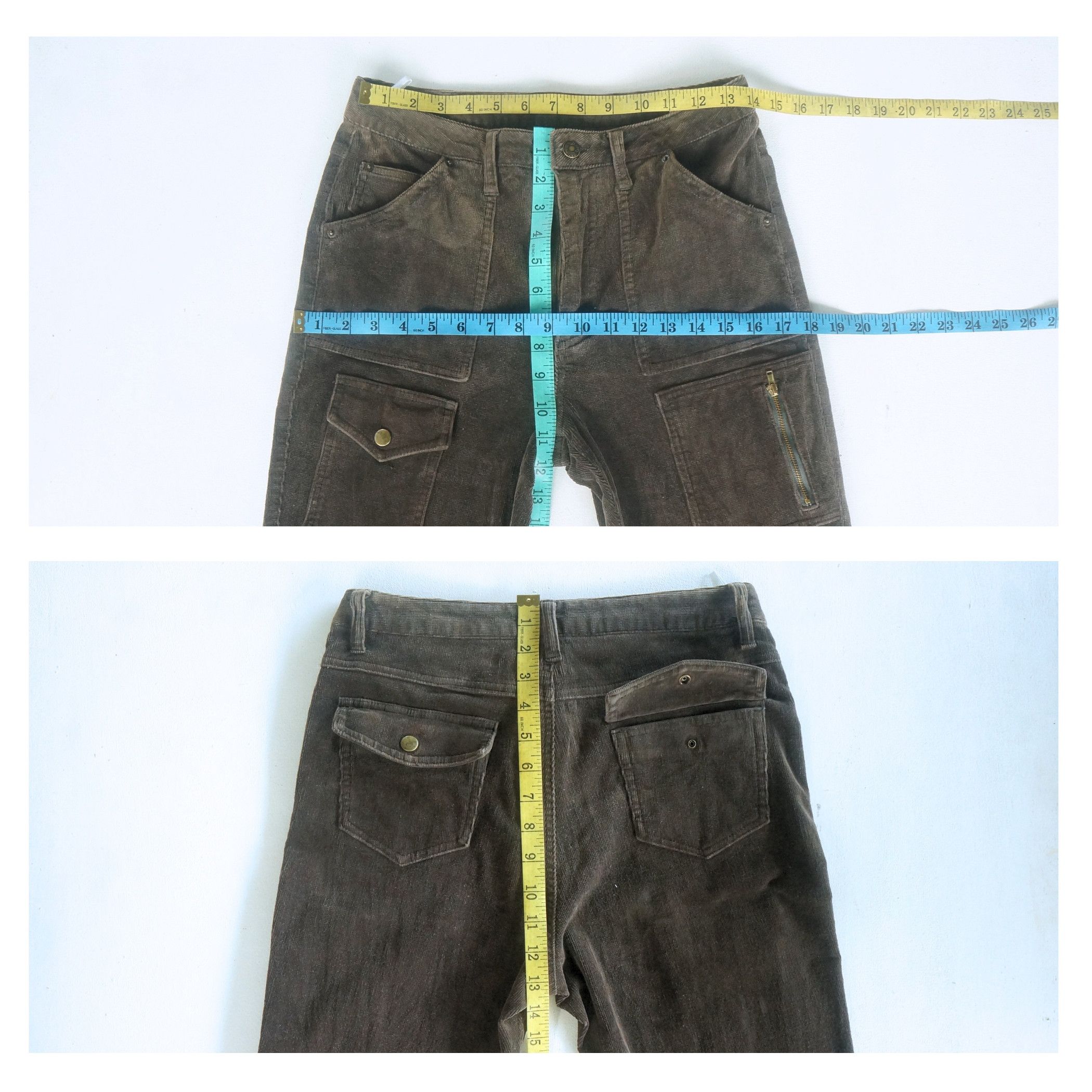 Japanese Brand Dark Brown Multi Pockets Corduroy Pants Size 27" / US 4 / IT 40 - 6 Thumbnail
