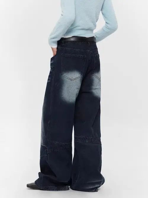 Jean Tie-dye vintage wash street hip hop Y2K straight leg jeans Size US 28 / EU 44 - 6 Thumbnail