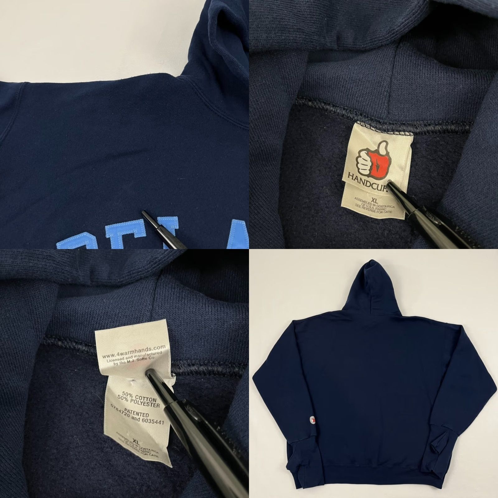 Vintage VINTAGE Handcuffs Hoodie Mens XL Blue University Blue Hens Pullover Hooded Pockets 90s University Sports Mens Size US XL / EU 56 / 4 - 8 Thumbnail
