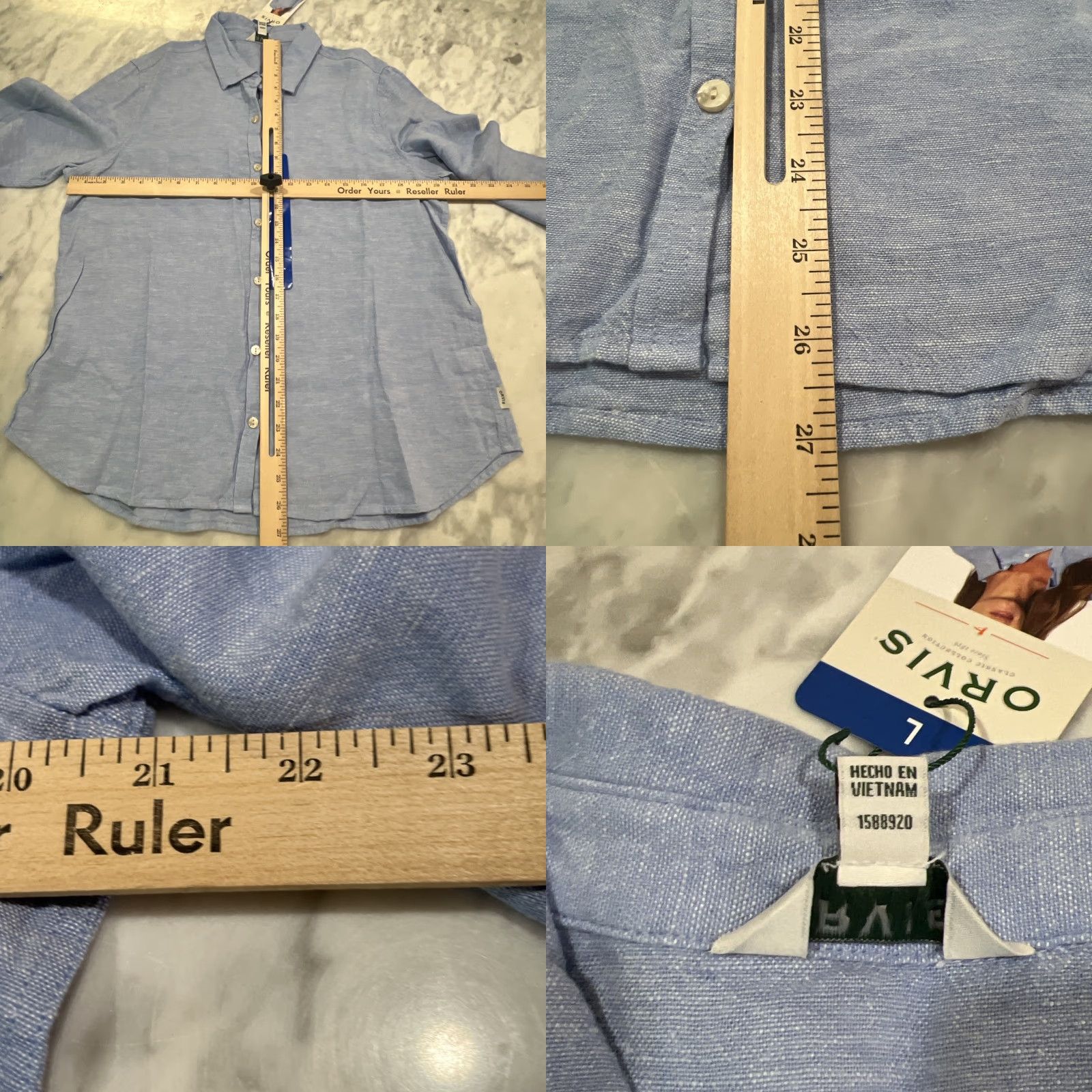 Orvis Orvis Linen Blend Shirt Top Womens Large Blue Button Down Long Sleeve Roll NWT Size L / US 10 / IT 46 - 8 Thumbnail