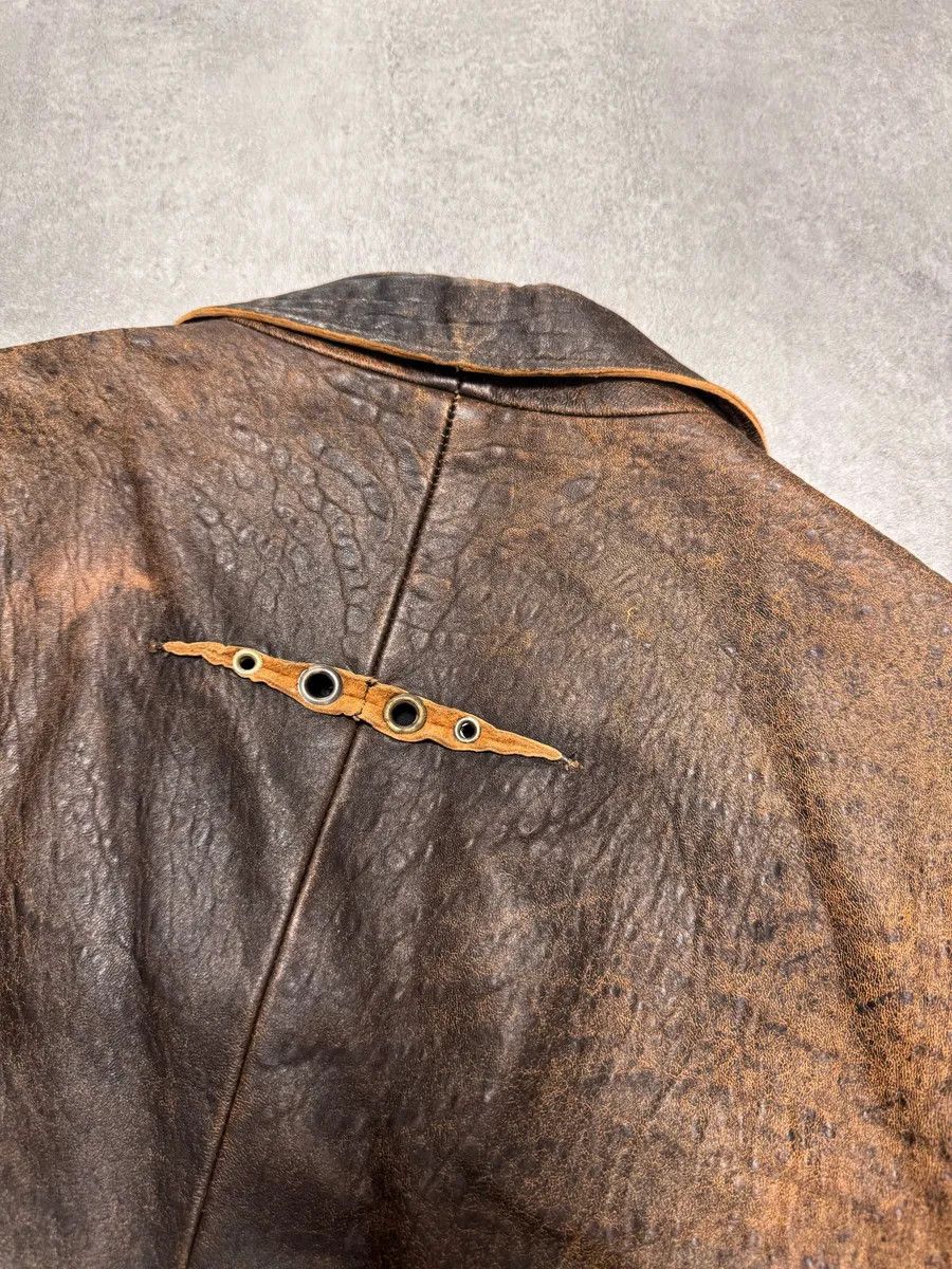 Just Cavalli × Vintage 2000s Cavalli Raw Brown Leather Suit Jacket Size US S / EU 44-46 / 1 - 6 Thumbnail