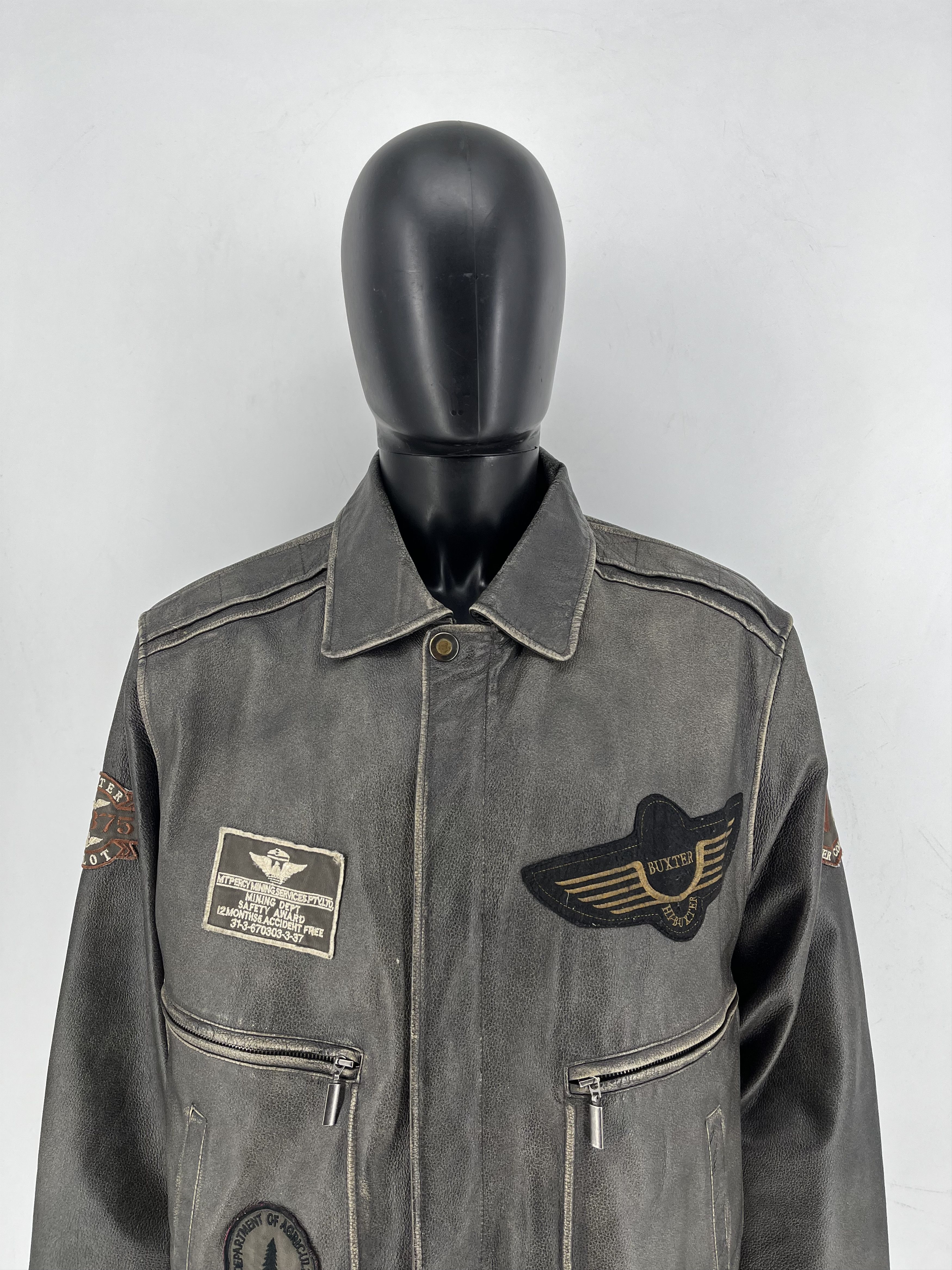 Leather Explorer Vtg Leather Bomber Jacket – Distressed Patina 90s Size US XXL / EU 58 / 5 - 1 Thumbnail