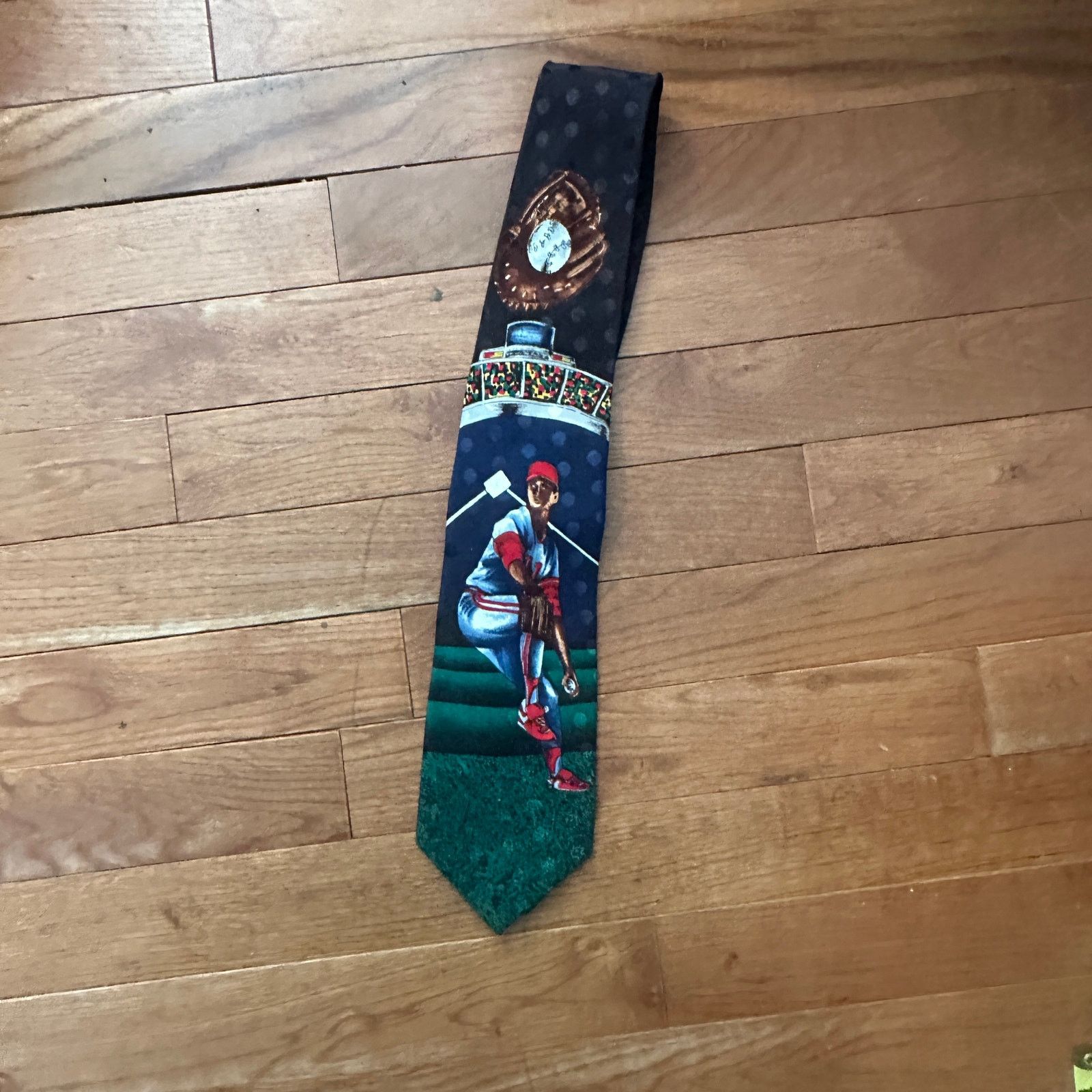 Vintage Vintage Mem's Studio 890 Silk Baseball Novelty Neck Tie Size ONE SIZE - 4 Thumbnail