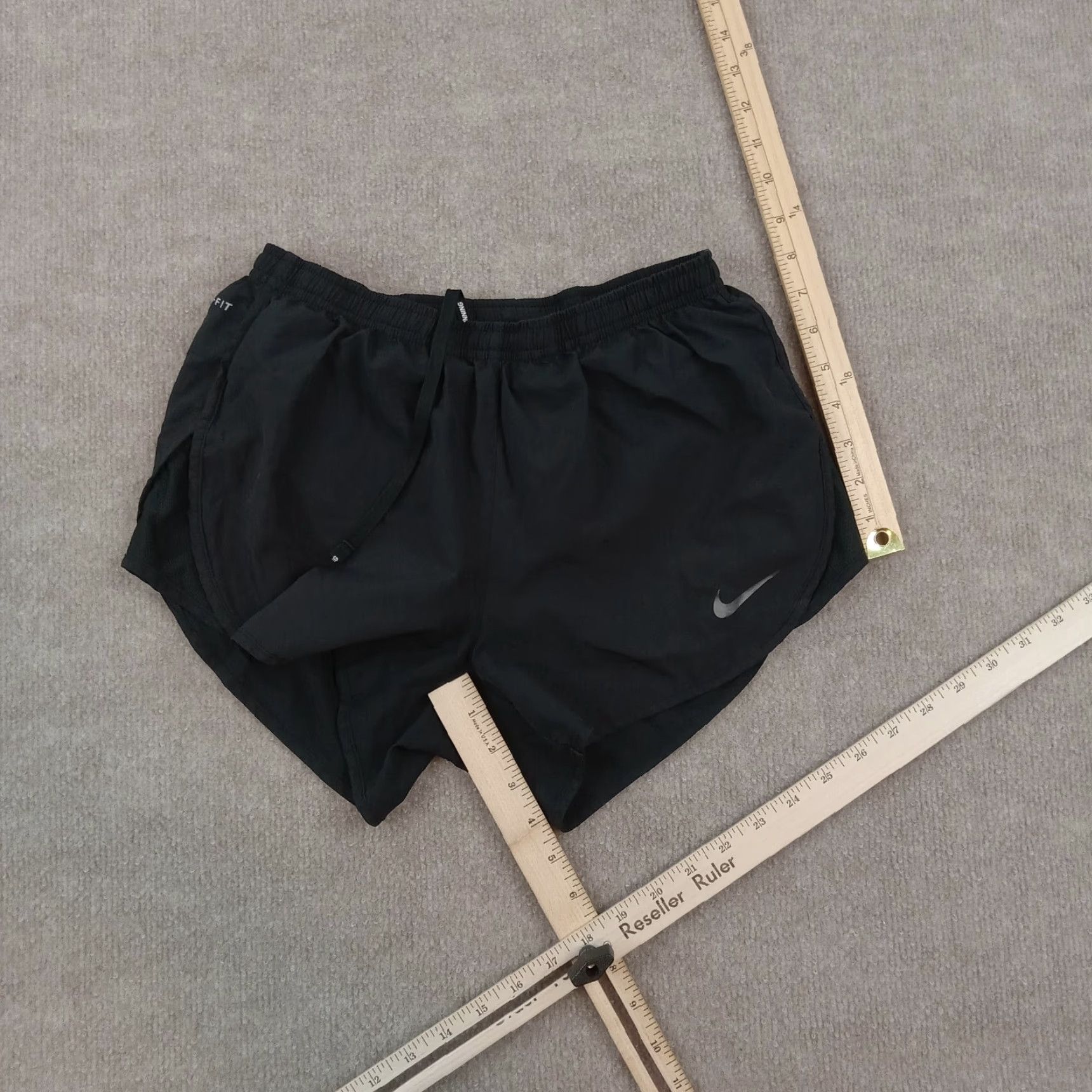 Nike Nike Dri-Fit Lined Shorts Women's Small Black Elastic Waist Drawstring Running Size 23" - 2 Thumbnail