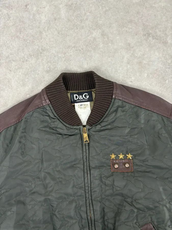 Dolce & Gabbana AW2001 Dolce & Gabbana Quilted Olive Hybrid Leather Bomber Jacket Size US M / EU 48-50 / 2 - 4 Thumbnail