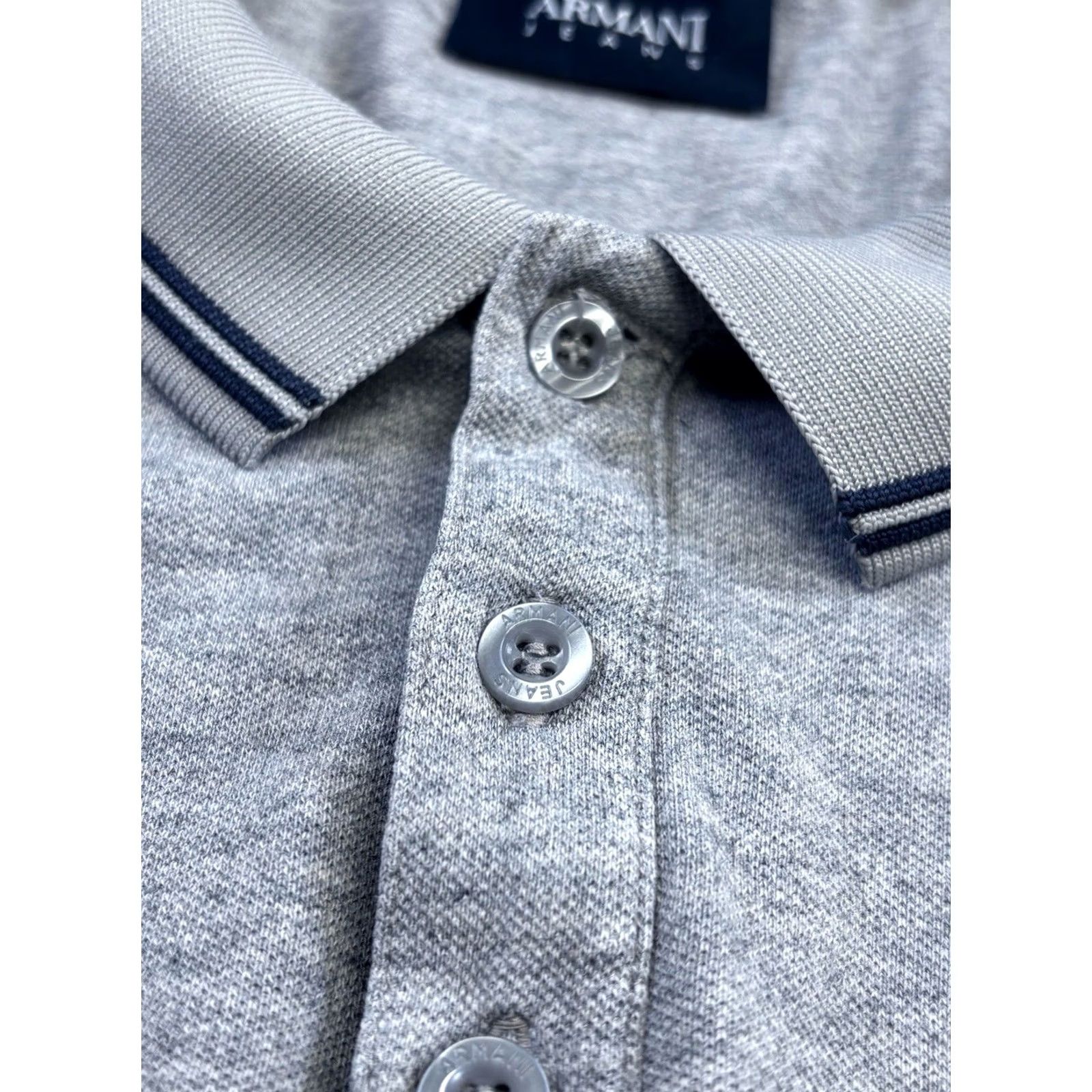 Vintage Armani Jeans Polo Shirt XL Mens Grey Stretch Material Fitted Top Short Sleeve Collared Size US XL / EU 56 / 4 - 6 Thumbnail