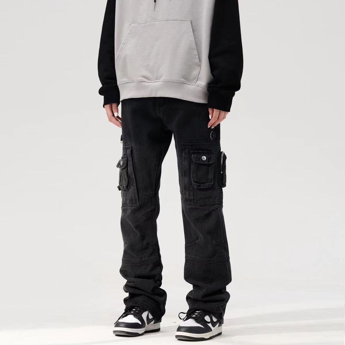 Japanese Brand × Jean Black multi-pocket micro-flare wide-leg jeans Size US 30 / EU 46 - 4 Thumbnail