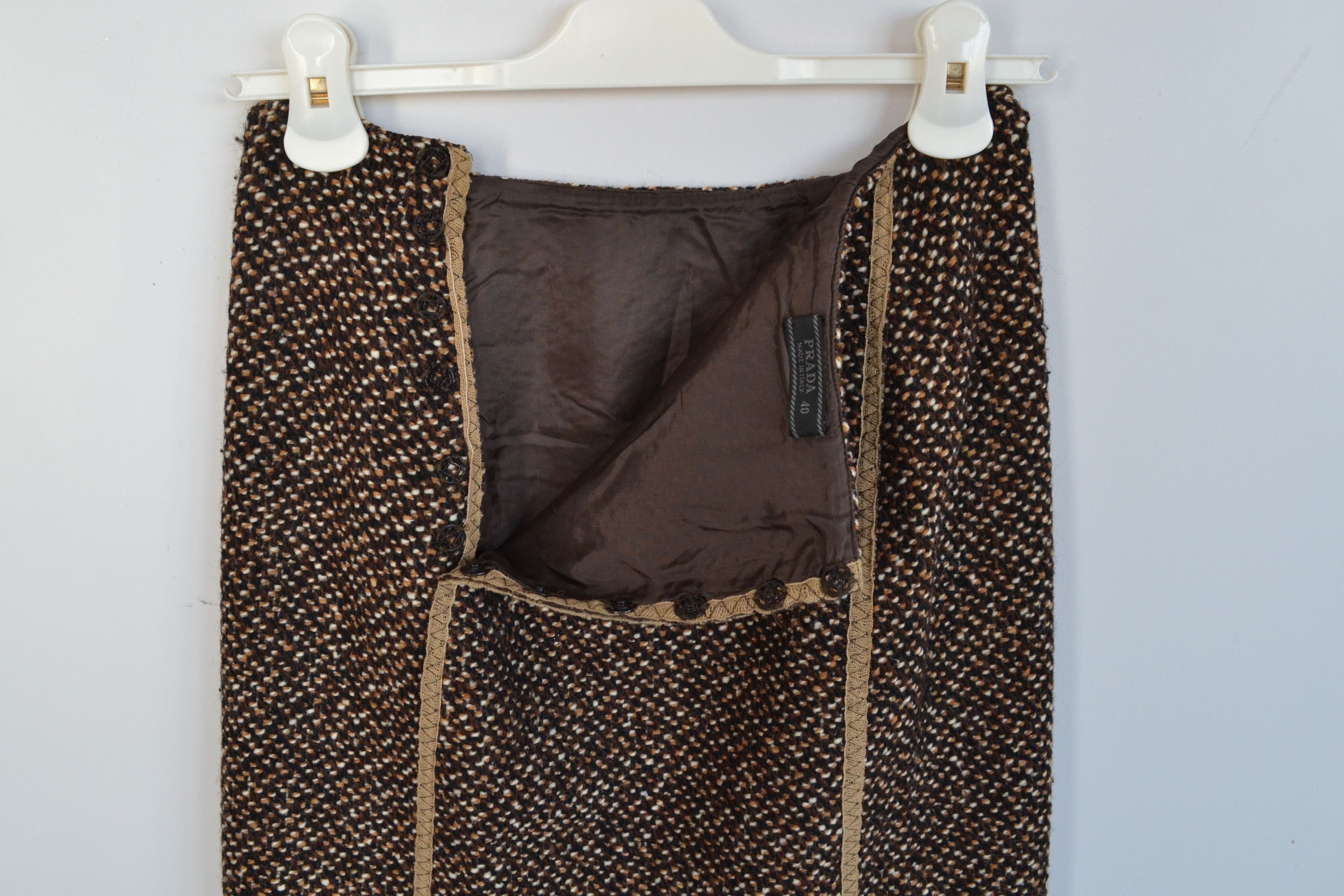 Prada PRADA Skirt Slits Wool Knit Brown F/W 2000 Size 40 Size 27" / US 4 / IT 40 - 8 Thumbnail