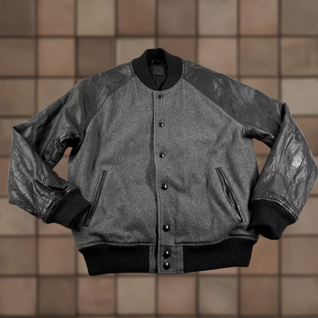Gap Gap Bomber Jacket Mens Medium Black Gray Wool Leather Blend Baseball Size US M / EU 48-50 / 2 - 1 Thumbnail