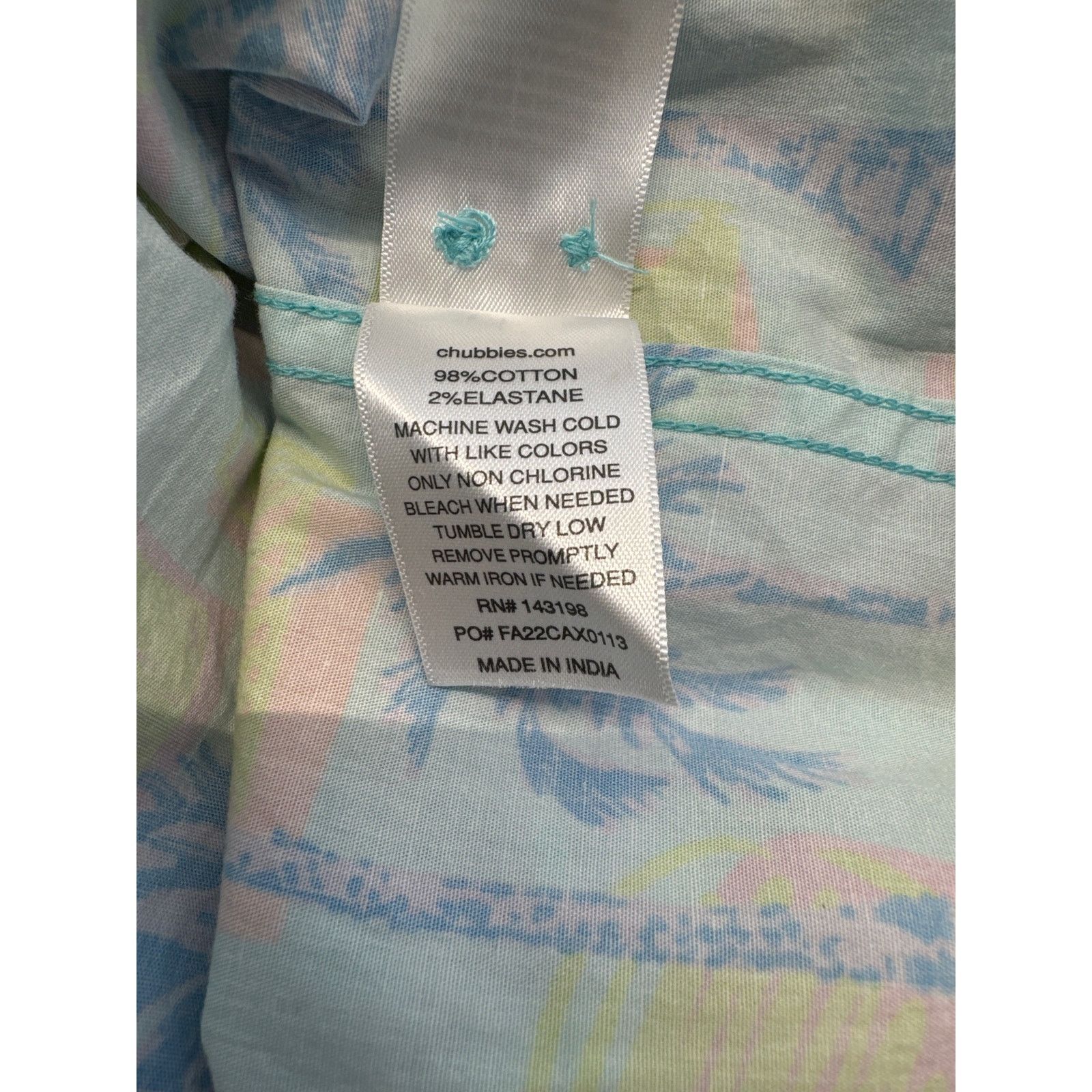 Chubbies Chubbies Friday Shirt Aqua Short sleeve Button-up men sz M Size US M / EU 48-50 / 2 - 8 Thumbnail
