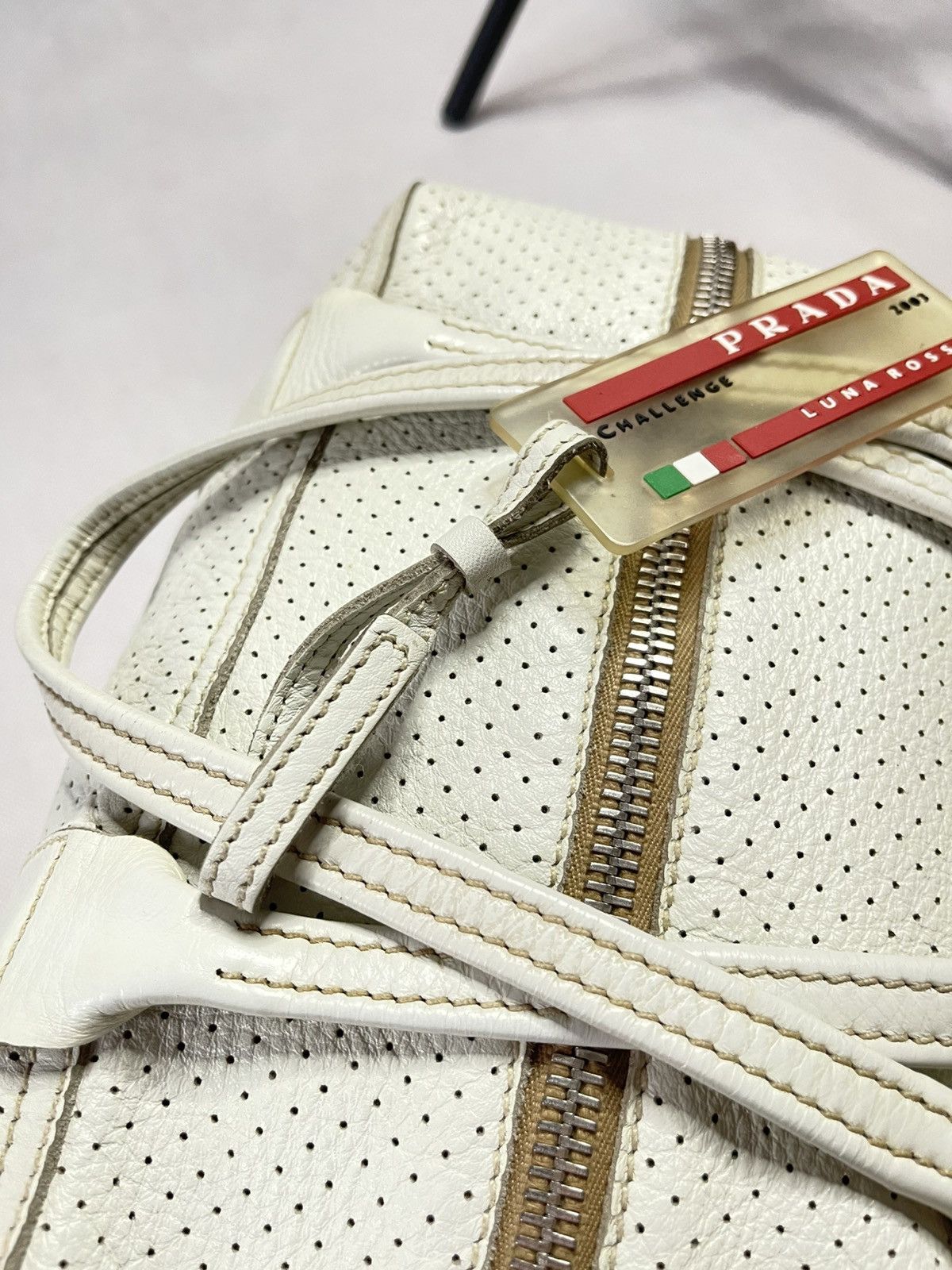Prada *SOLD* Vintage 2003 Prada Luno Rossa Sport Leather Hand Bag Size ONE SIZE - 12 Thumbnail