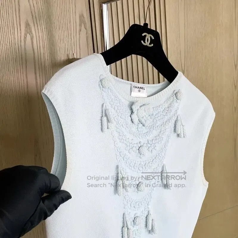 Chanel Chanel Light Blue Sleeveless Cotton Top . Size M / US 6-8 / IT 42-44 - 4 Thumbnail