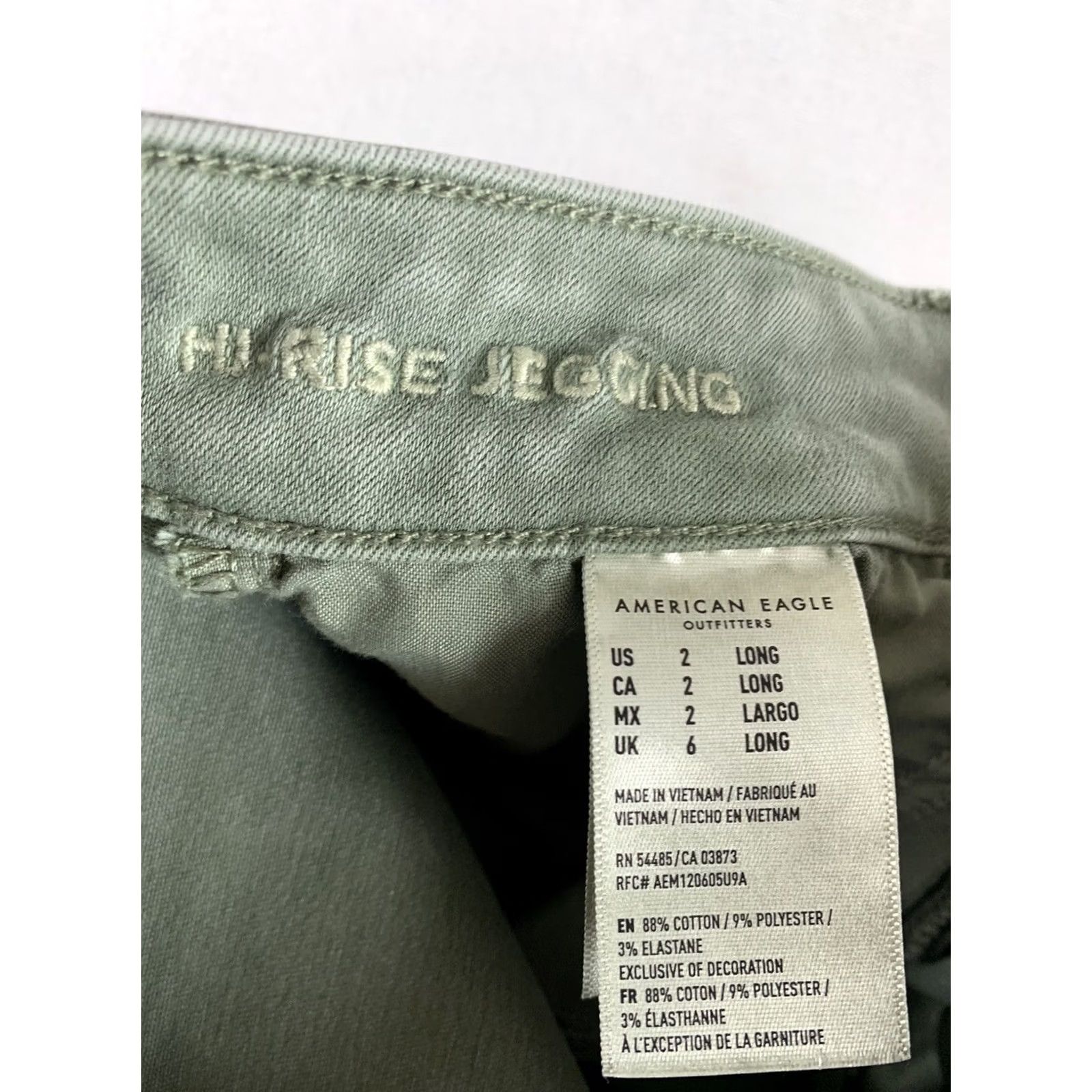 Vintage AMERICAN EAGLE Jeans Jegging WOMENS Size 2 Green Hi Rise Regular Fit Size 26" / US 2 / IT 38 - 8 Thumbnail
