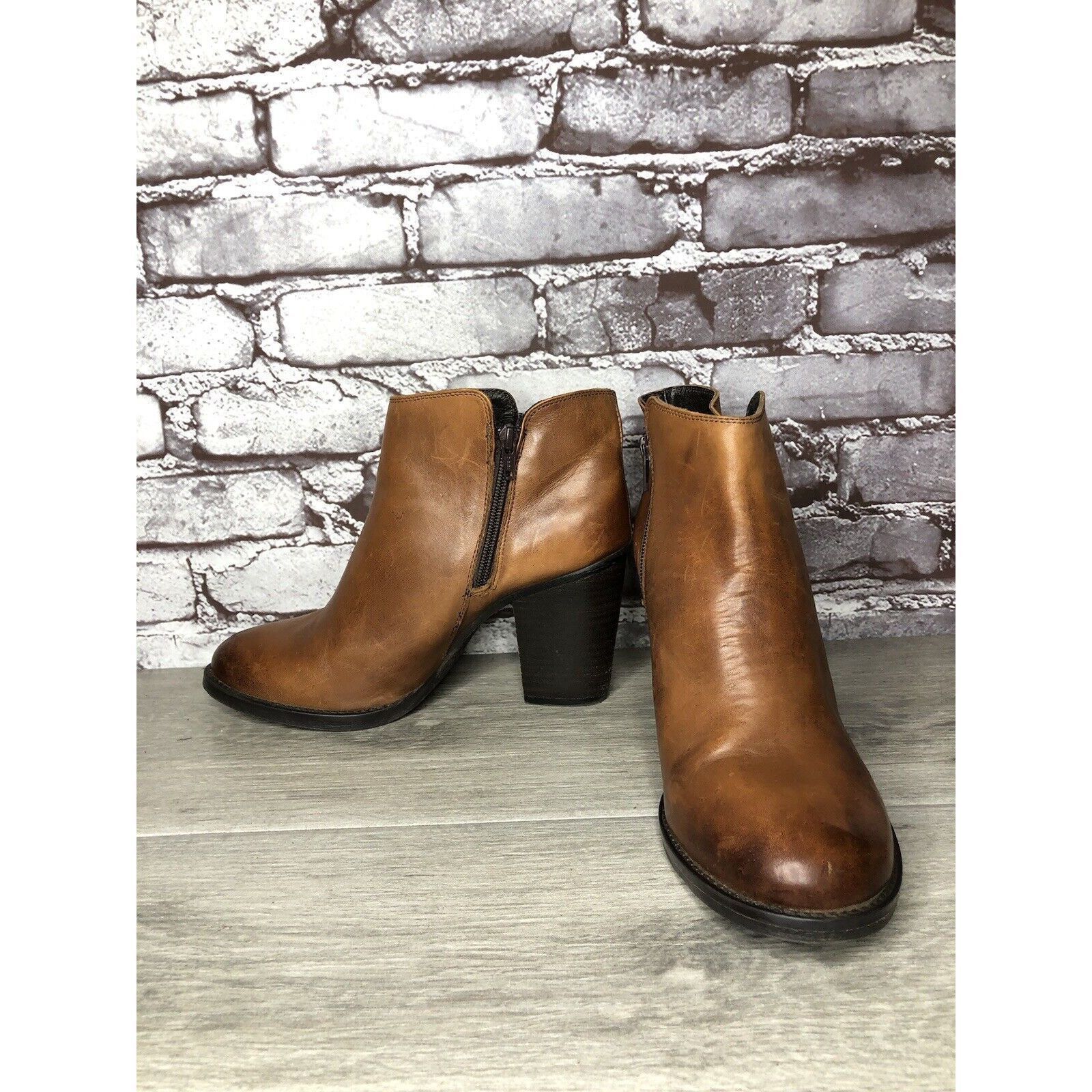 Anthropologie Krbonell Brown Ankle Double Sided Zipper Heeled Booties Boot Size US 9 / IT 39 - 8 Thumbnail