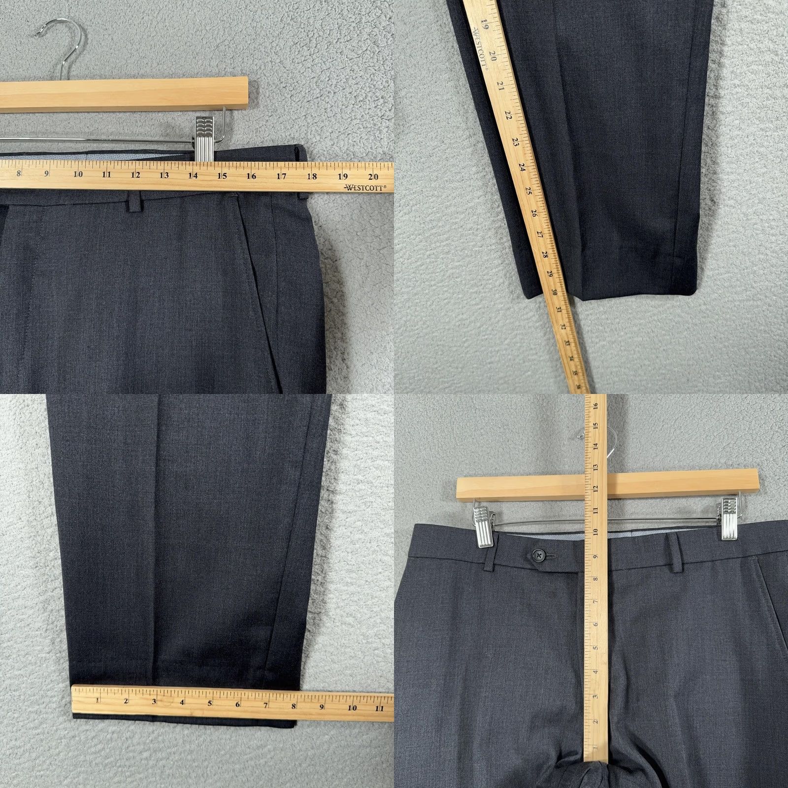 Howler Brothers Miller Brothers Wool Dress Pants Mens 35x30 Gray Comfort-EZE Straight Front Flat Front Pockets Wide Vintage No Size US 35 - 9 Thumbnail