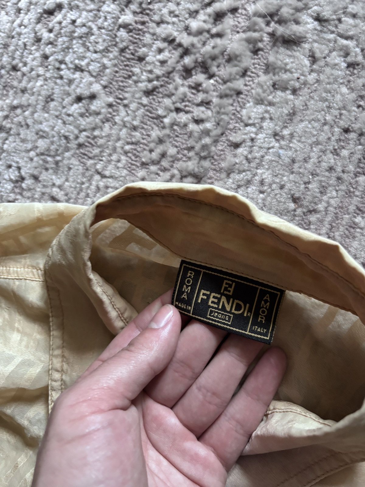Fendi Fendi Roma Vintage Monogram Gold Button Up Shirt Size US XL / EU 56 / 4 - 3 Thumbnail