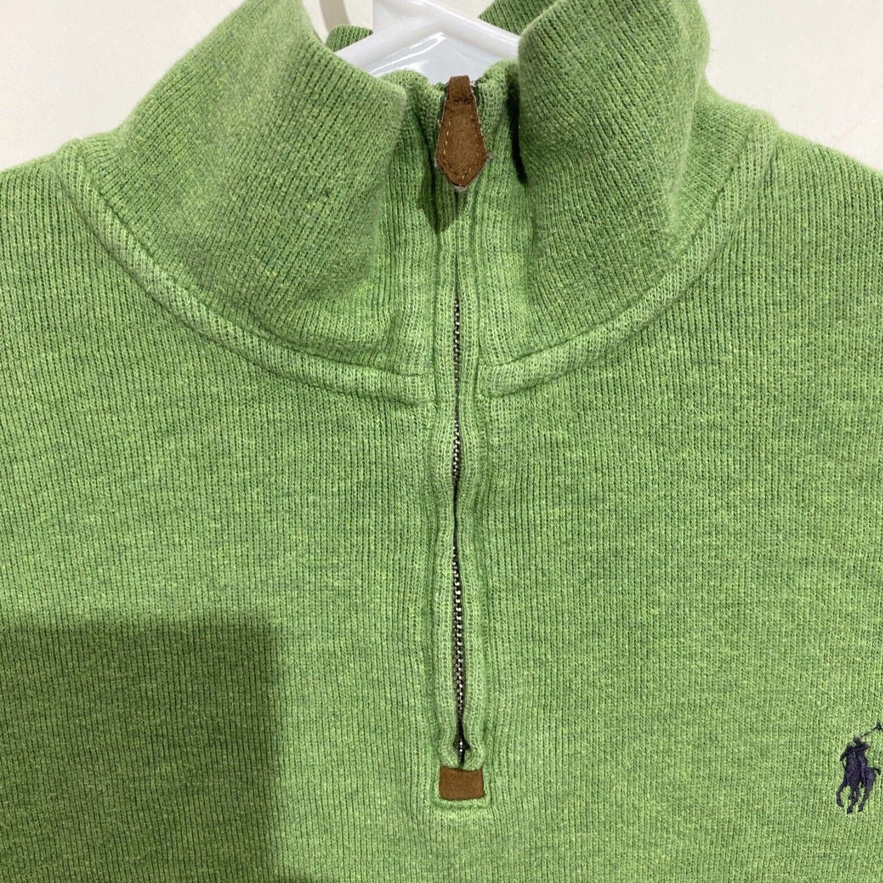 Polo Ralph Lauren Polo Ralph Lauren Pullover 1/4 Zip Sweater L Men Green Embroidered Logo Knit Cotton Mock Neck Zip Size US L / EU 52-54 / 3 - 2 Thumbnail