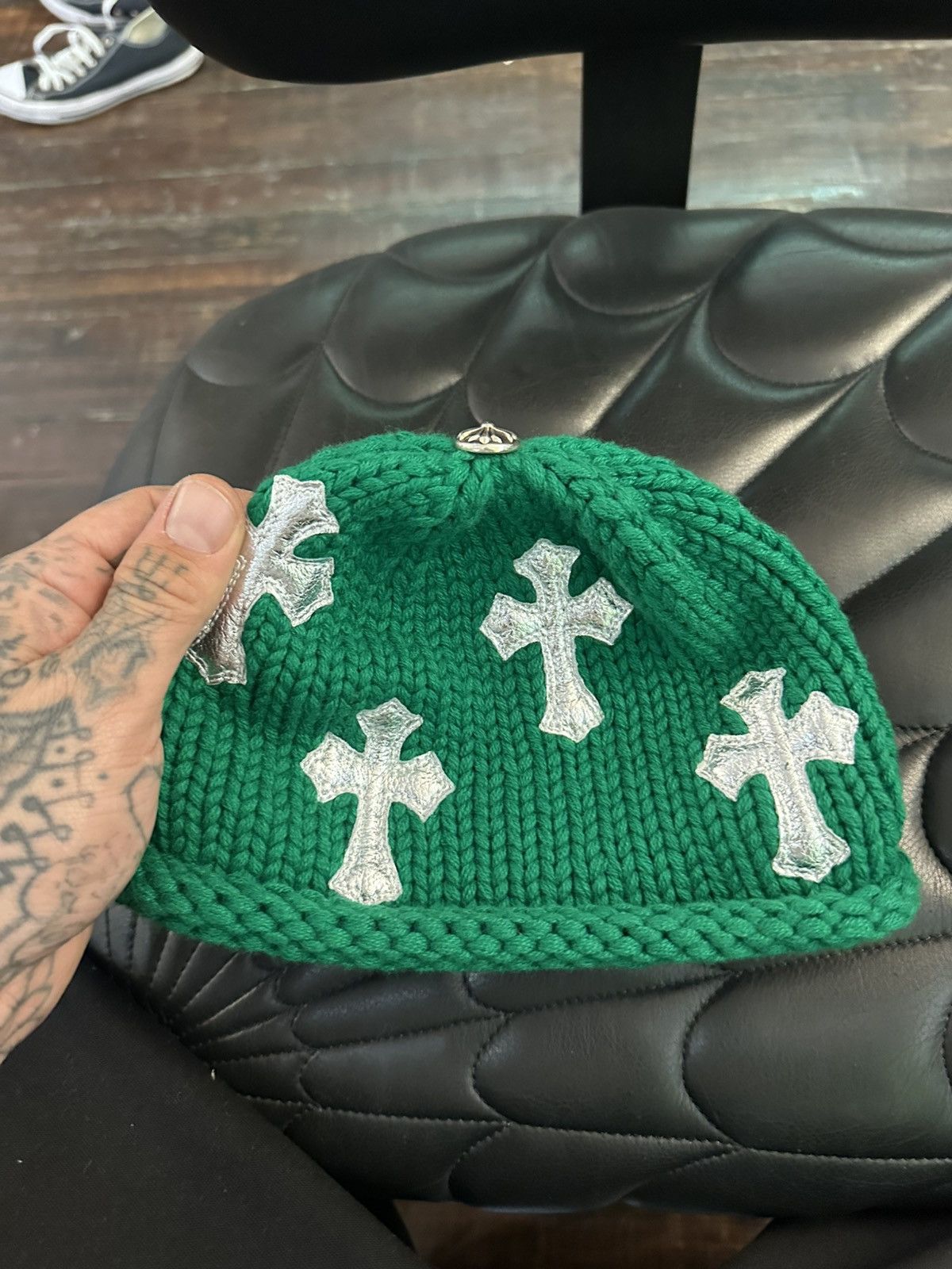 Chrome Hearts Chrome Hearts NEW 1/1 VIP Flooded Cross Beanie Hat Size ONE SIZE - 3 Thumbnail