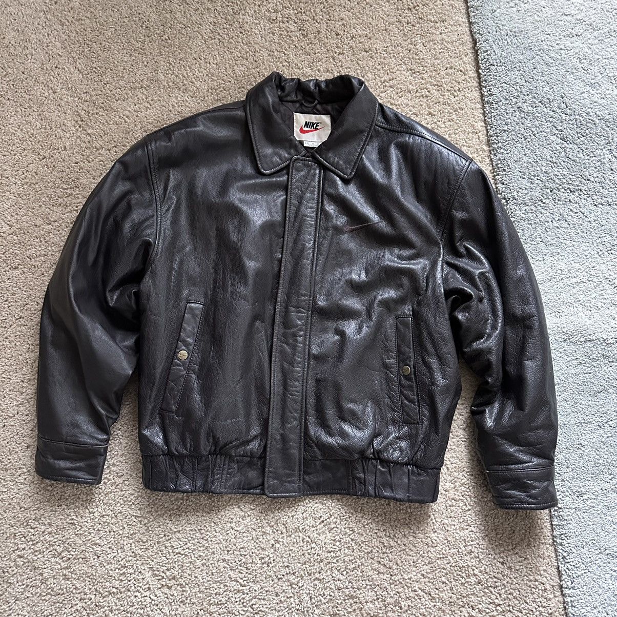 Nike Vintage Nike Leather Embossed logo Jacket Grailed