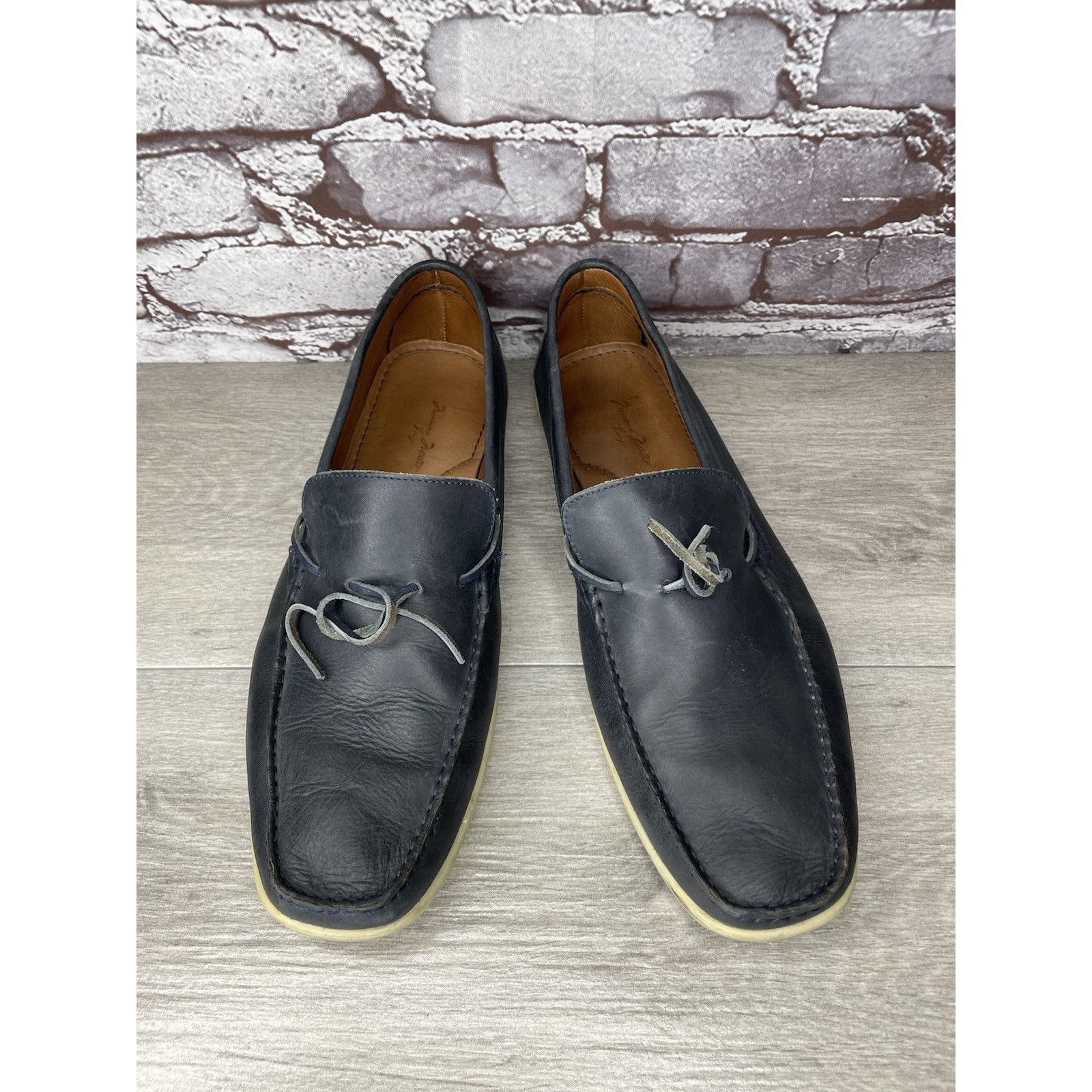 Massimo Matteo MASSIMO MATTEO Navy Blue Leather Casual Moc Driving Loafers Size US 12 / EU 45 - 17 Thumbnail
