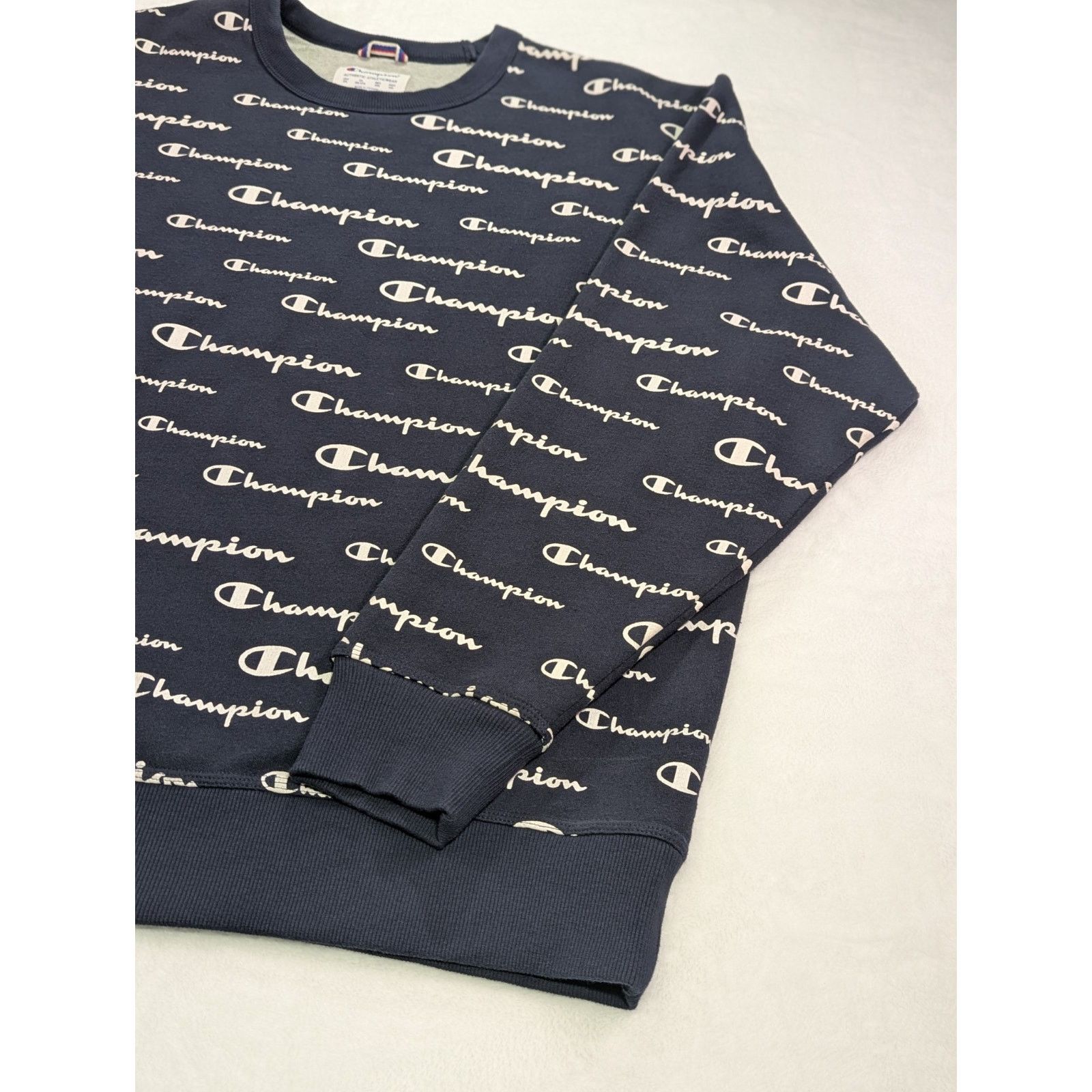 Champion Champion Script All-Over Print Navy Crewneck Sweatshirt 2XL Size US XXL / EU 58 / 5 - 4 Thumbnail