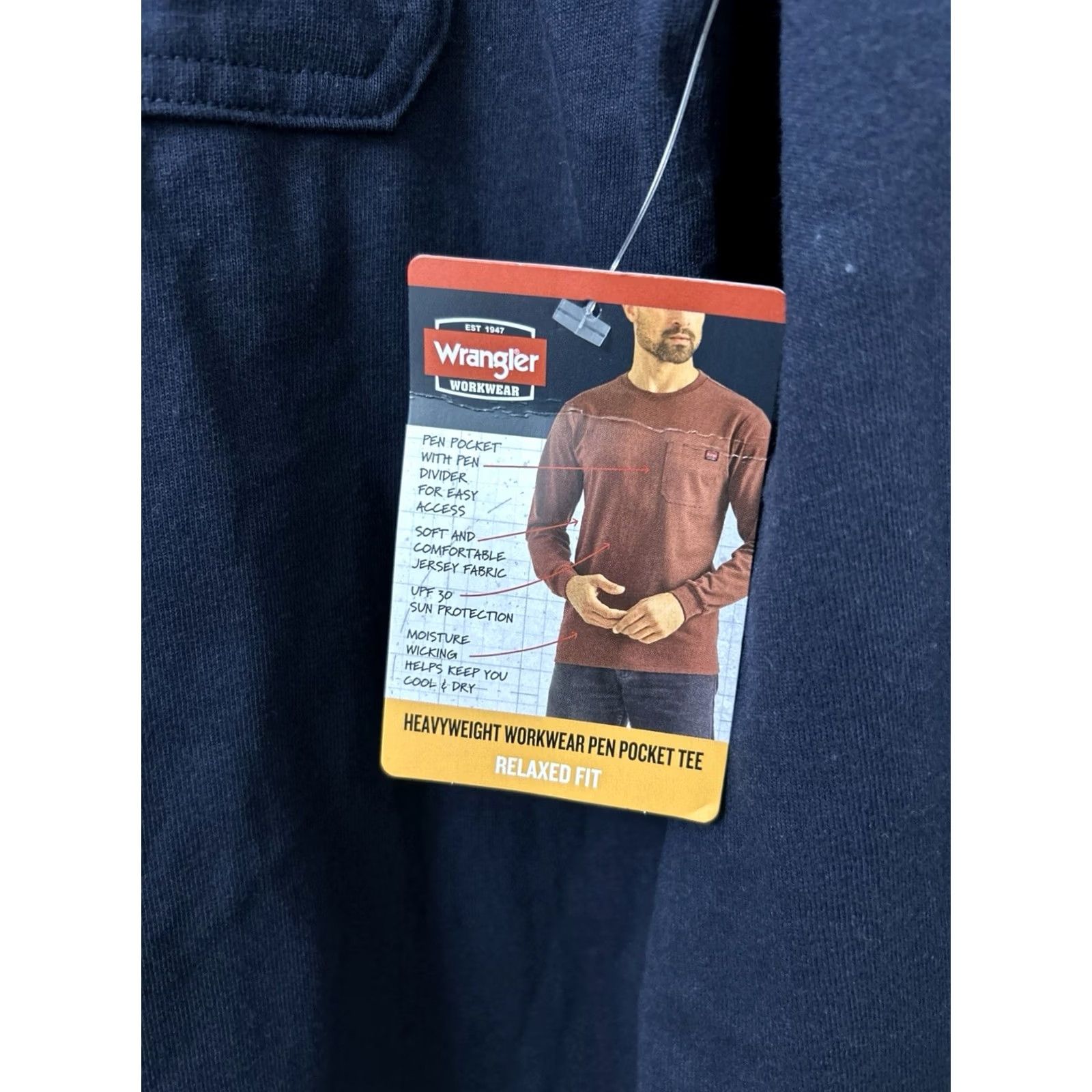 Wrangler Wrangler Workwear T Shirt Mens M Blue Heavyweight Relaxed Long Sleeve NWT Pen Pocket UPF 30 Moisture Wicking Size US M / EU 48-50 / 2 - 5 Thumbnail