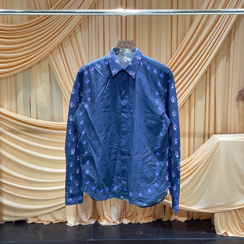 Givenchy Givenchy Blue Star Flower Shirt (S Size / 99/100 New) Size US S / EU 44-46 / 1 - 1 Thumbnail