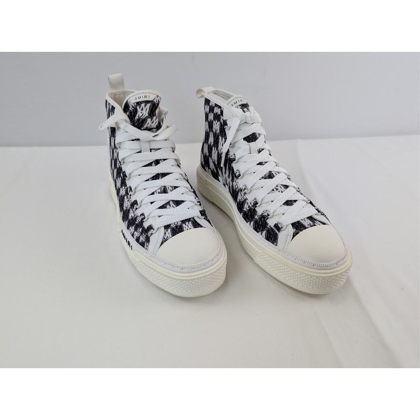 Amiri o1rshd1 Court Hi Allover Logo Sneakers in Black / White Size US 12 / EU 45 - 6 Thumbnail