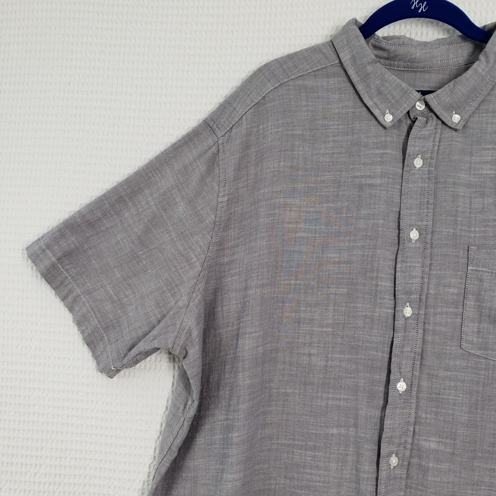 George George Button Down Shirt Mens 2XL Gray Short Sleeve Classic Size US XXL / EU 58 / 5 - 8 Thumbnail