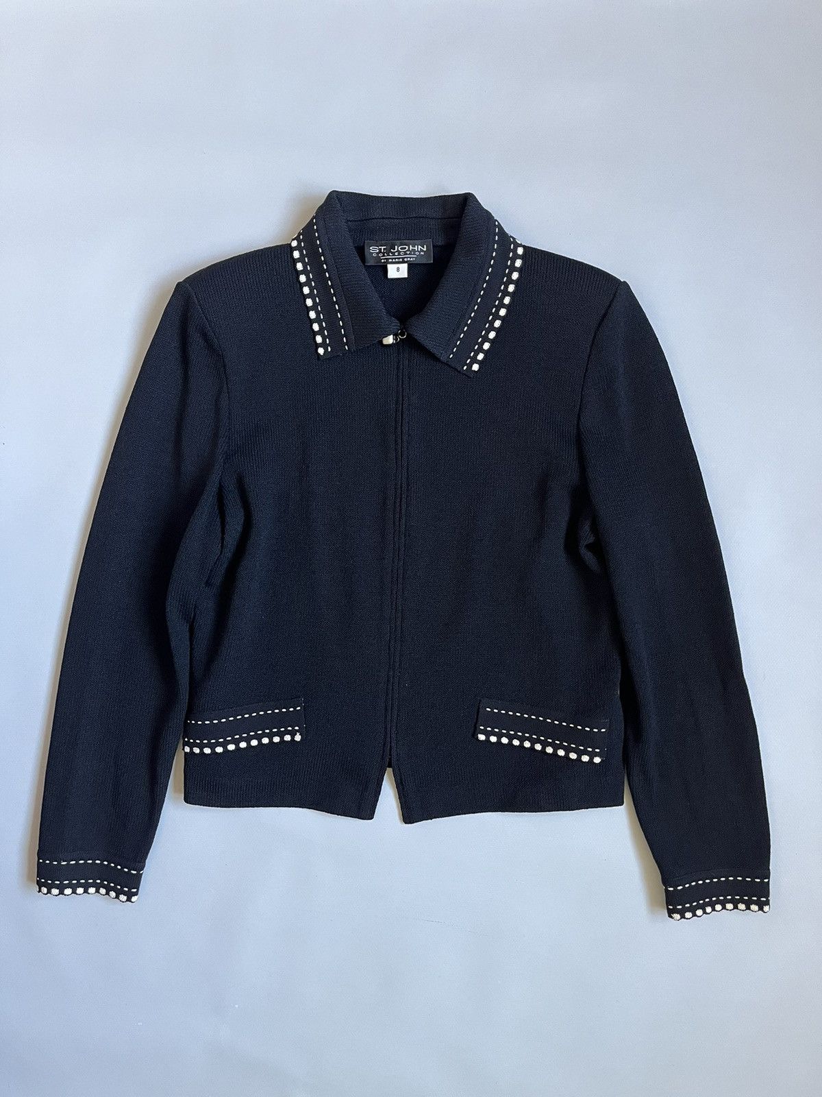 St. John ST.JOHN Collection Marie Gray Knit Wool Viscose Zip Jacket Size M / US 6-8 / IT 42-44 - 1 Thumbnail