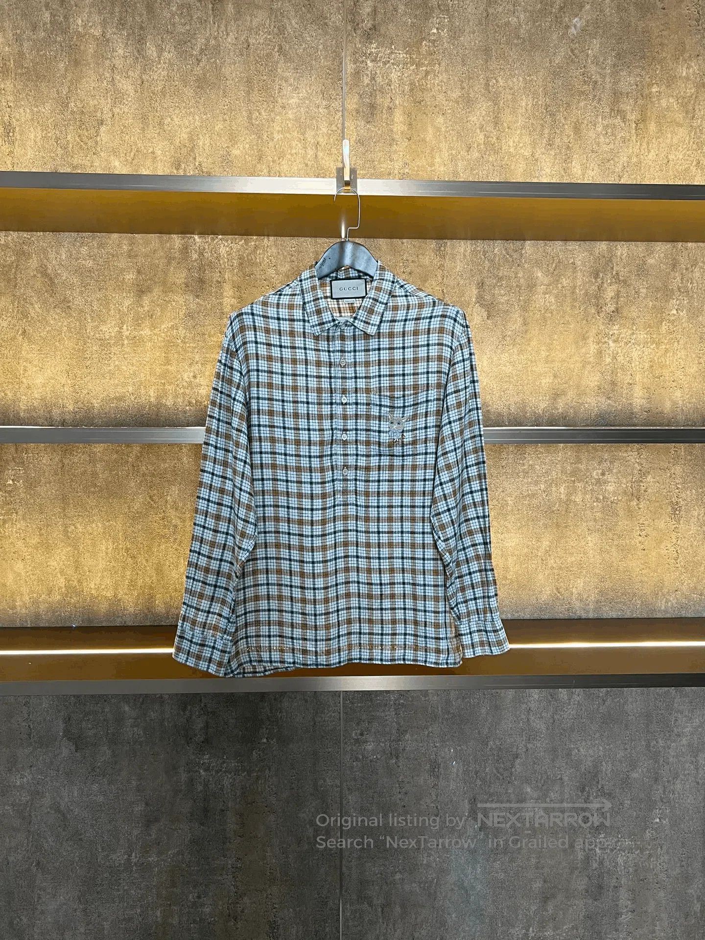 Gucci Gucci Checkered Linen Shirt. Size L / US 10 / IT 46 - 1 Thumbnail