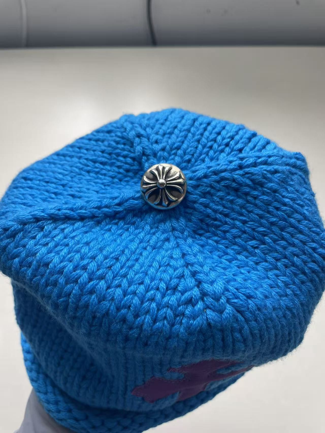 Chrome Hearts Chrome Hearts Cashmere Purple Cross Patch Blue Beanie Size ONE SIZE - 10 Thumbnail