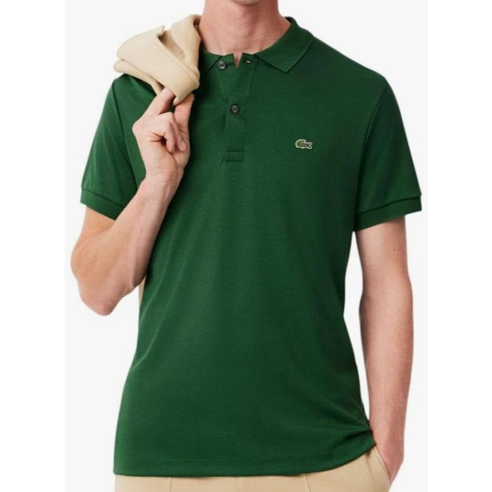 Lacoste Lacoste Mens Pima Jersey Interlock Regular Fit Polo Green XL Size US XL / EU 56 / 4 - 1 Thumbnail
