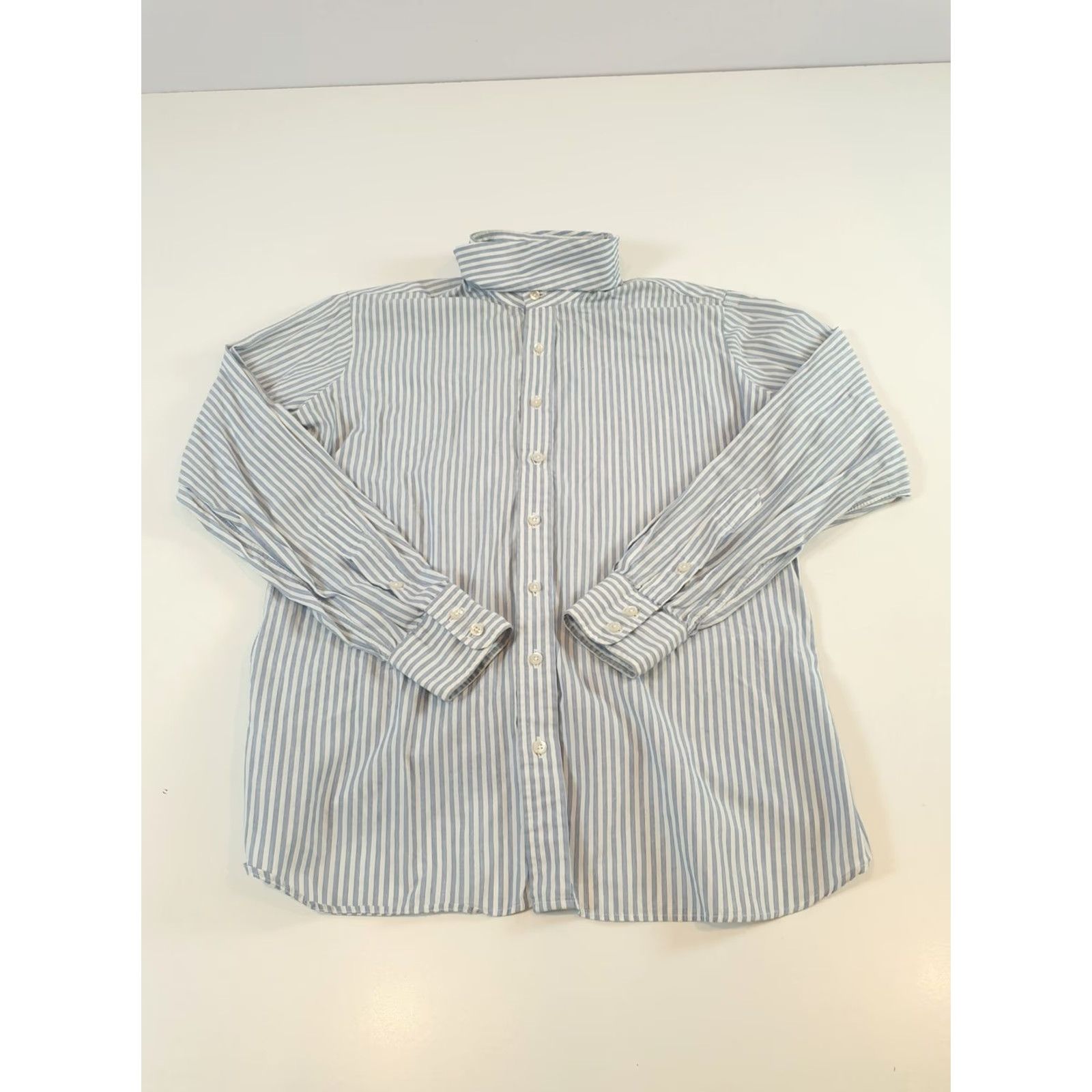 Vintage VINTAGE Essex Shirt Mens 40 Stripe Detachable Club Collar Made in USA Dress 80s Size 40R - 2 Thumbnail