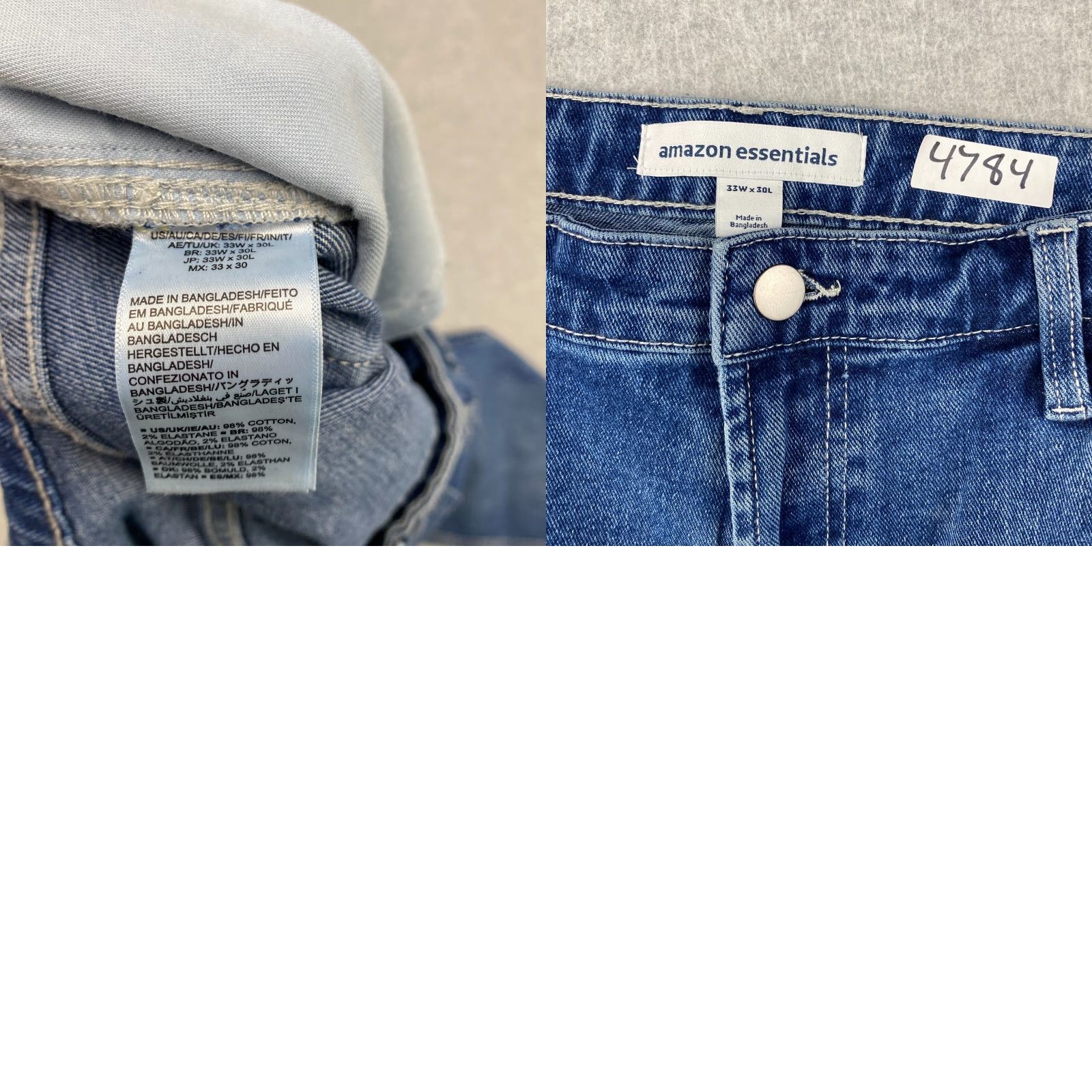 Essentials Amazon Essentials Jeans Mens 33X30 Blue Straight Leg Pockets Loose Fit Stretch 2 Size US 33 - 9 Thumbnail