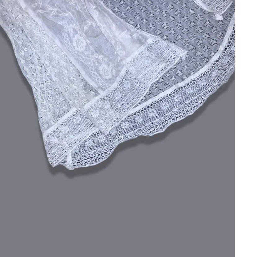 Abercrombie & Fitch Y2K Abercrombie & Fitch White Lace Sleeveless Shall One Size Size ONE SIZE - 5 Thumbnail