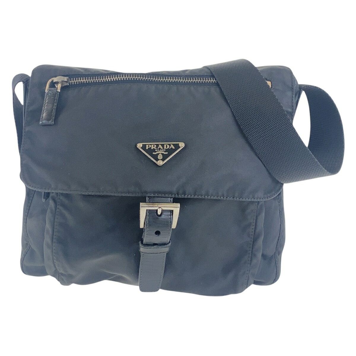 Prada Prada Tessuto Triangle Logo Plate Nylon Shoulder Bag 501756 Others Crossbody Bag  in Black