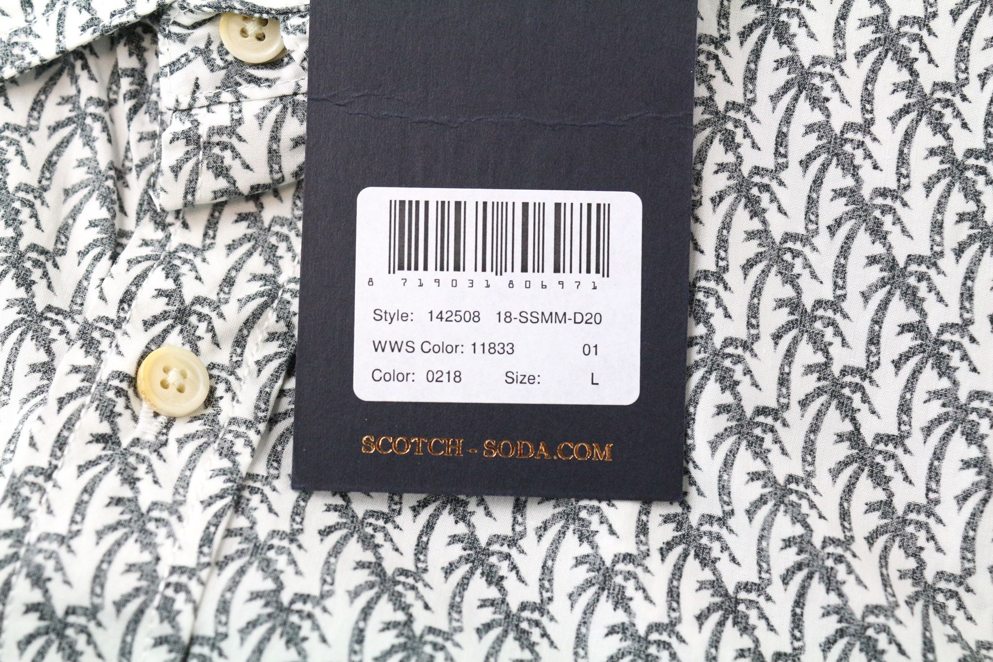 Scotch & Soda AMS COUTURE L White Cotton Palm Pattern Shirt 74394 Size US L / EU 52-54 / 3 - 5 Thumbnail