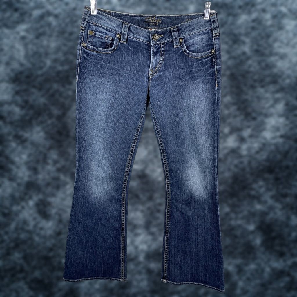 Silver Jeans Co. Silver Jeans Distressed Stretch Denim Aiko Bootcut Jeans Medium Wash Blue 30 Regular Women) Size 30" / US 8 / IT 44 - 1 Thumbnail