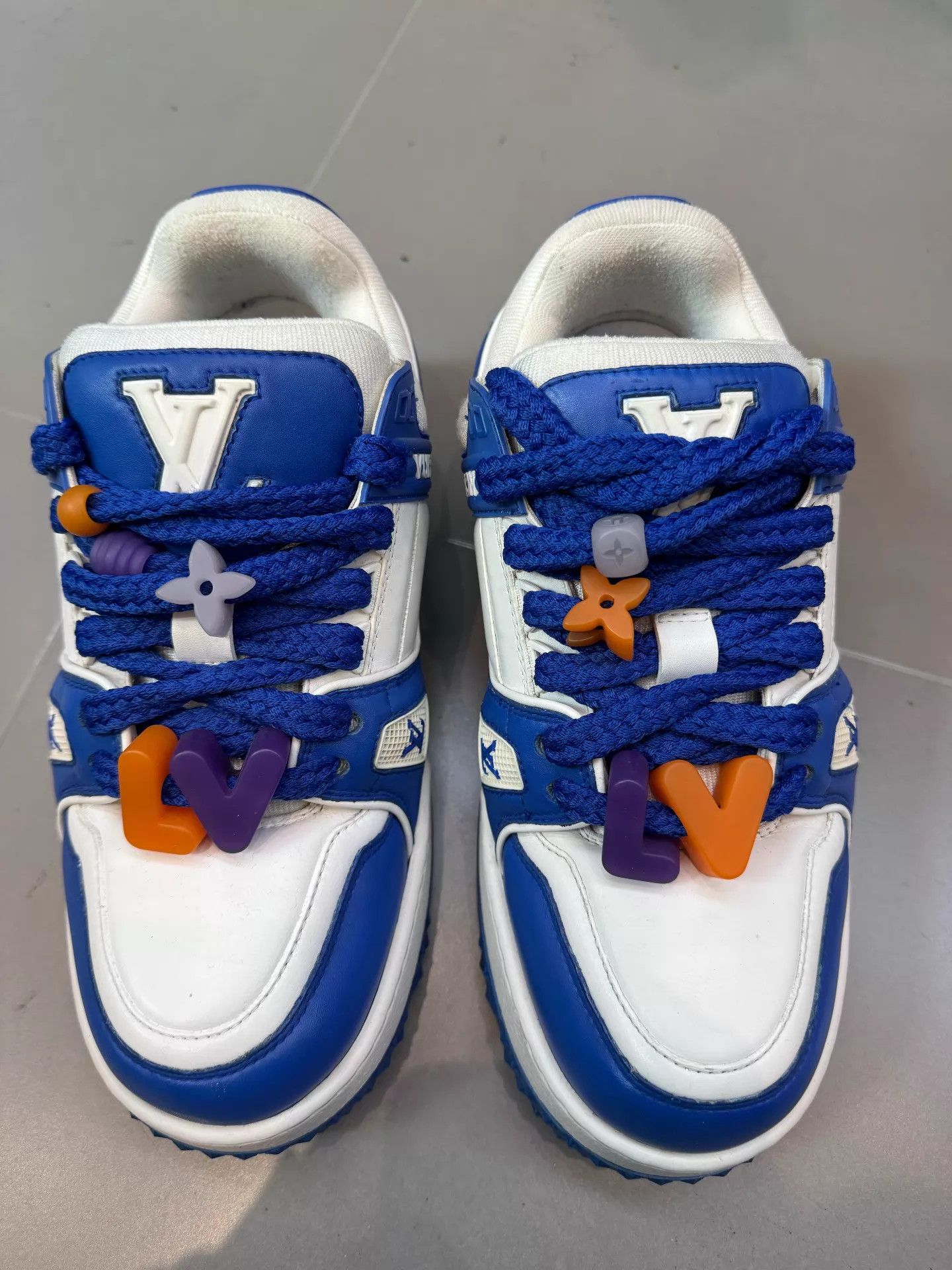 Louis Vuitton LV Trainer Maxi Men's White Blue Size US 8.5 / EU 41-42 - 2 Thumbnail