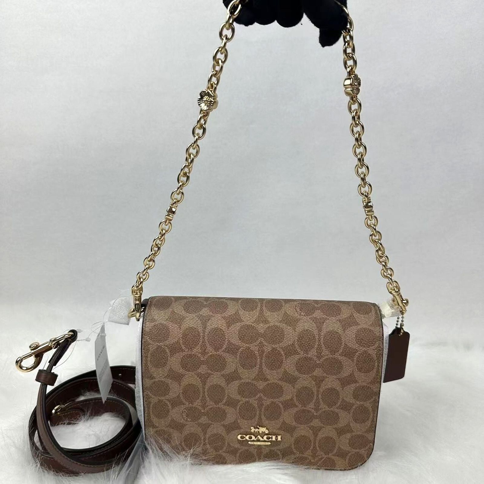Coach Coach Quinn Bag Signature Canvas Floral Chain In Tan/Brown Size ONE SIZE - 1 Thumbnail