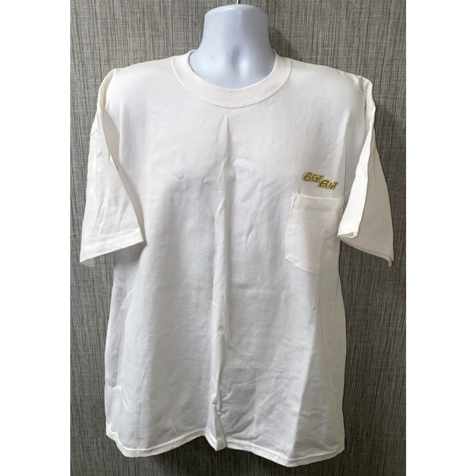 Vintage Get Bit Mens T-Shirt Short Sleeve XL White Cotton Solid USA Made Size US XL / EU 56 / 4 - 3 Thumbnail